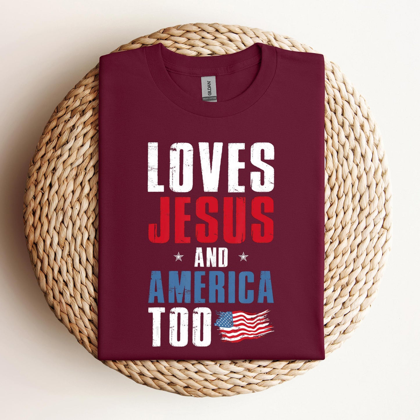 Loves Jesus and America Too 4th Of July Patriotic 1