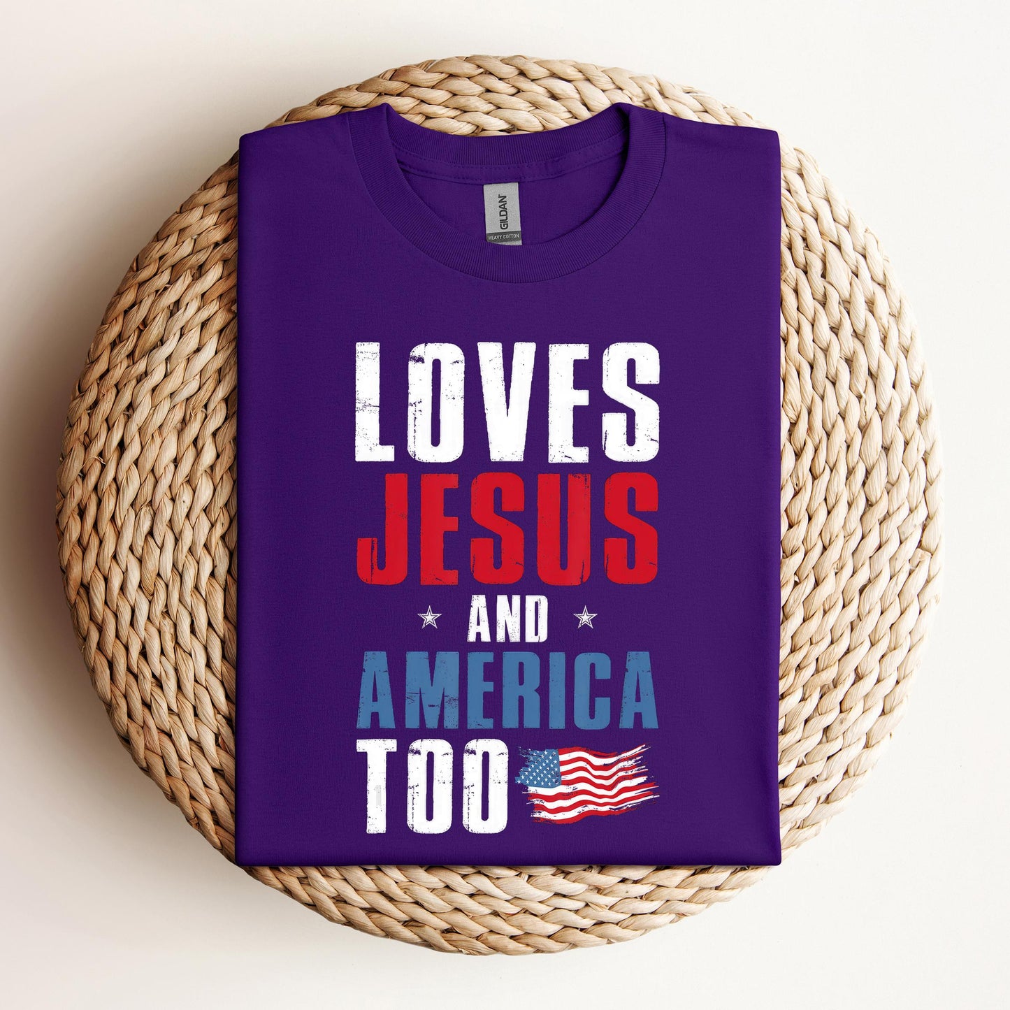 Loves Jesus and America Too 4th Of July Patriotic 1