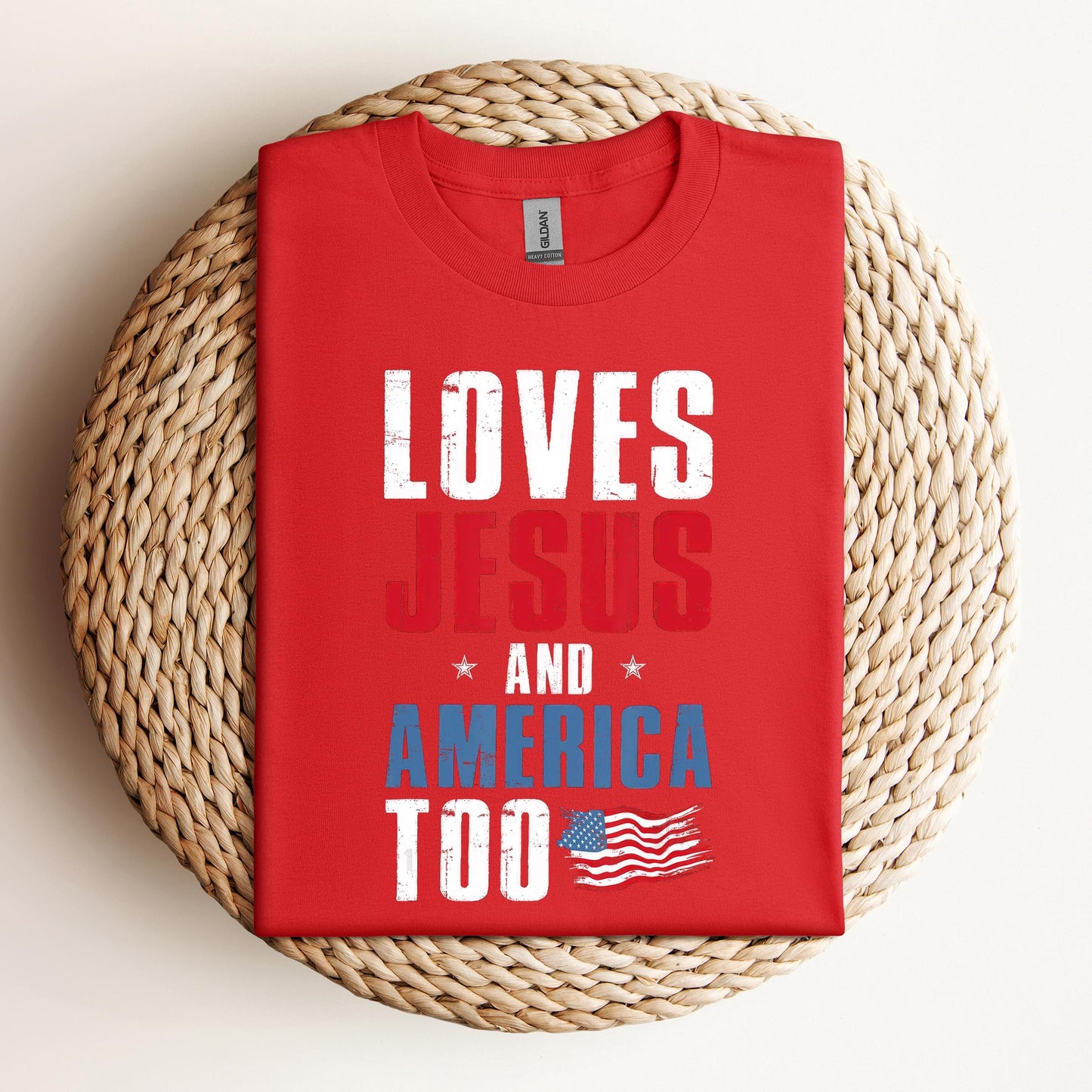 Loves Jesus and America Too 4th Of July Patriotic 1