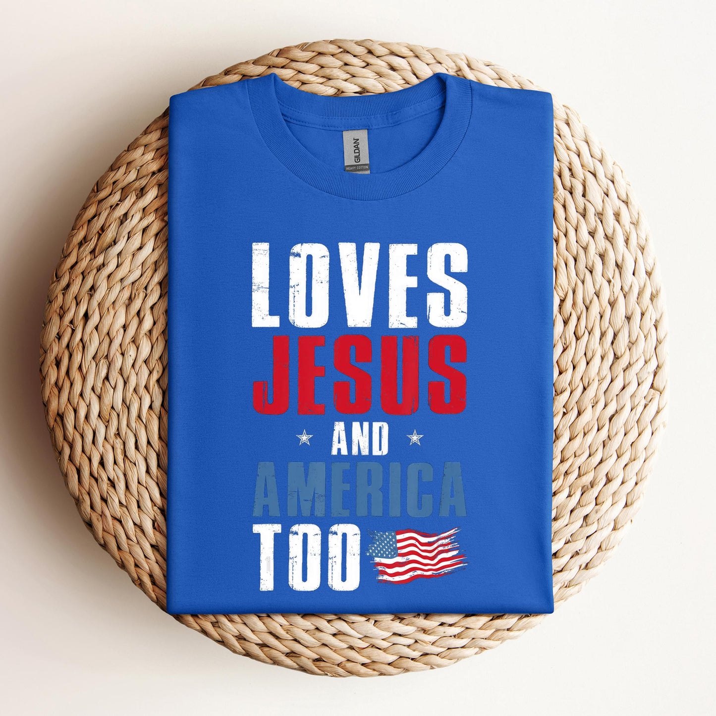 Loves Jesus and America Too 4th Of July Patriotic 1