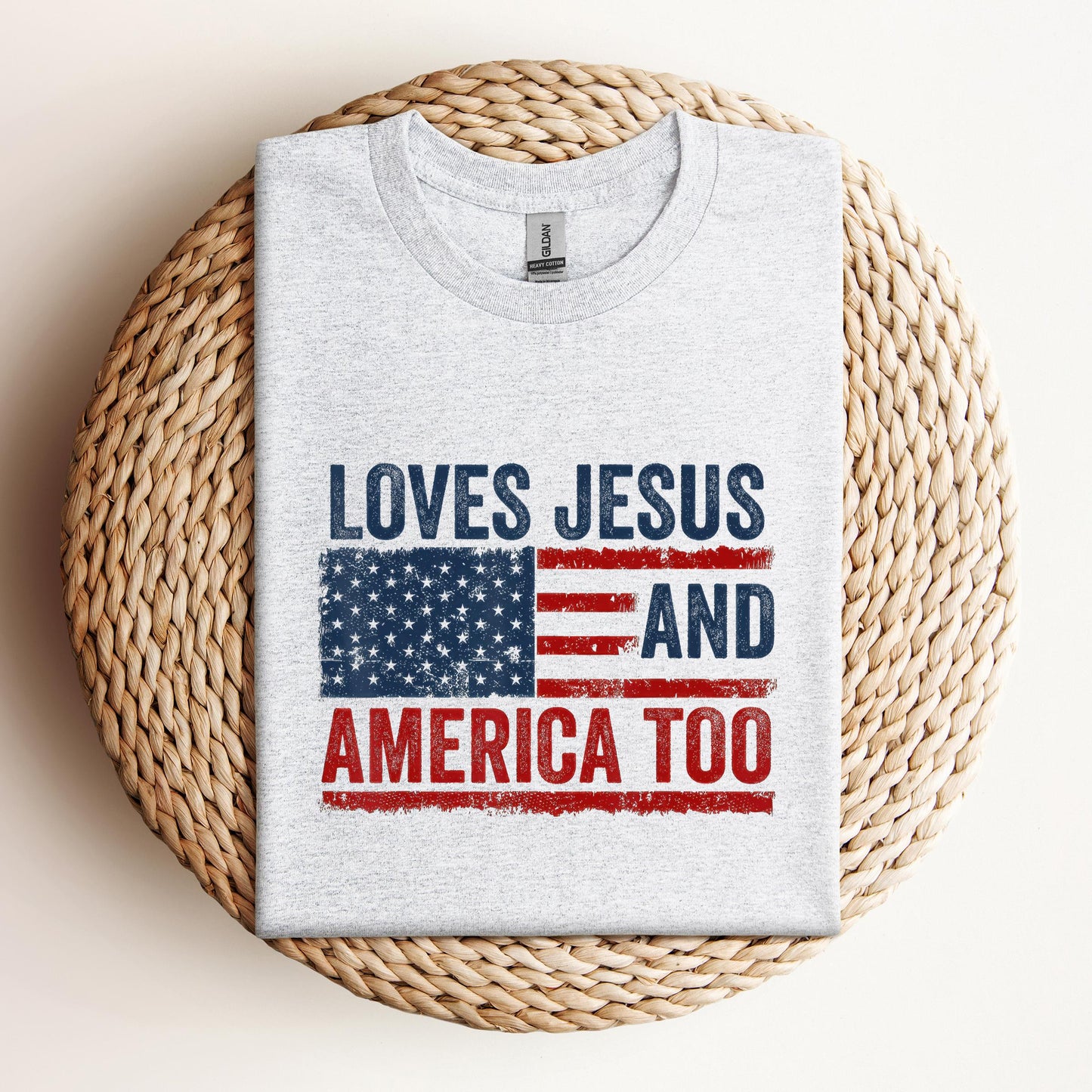 Loves Jesus and America Too God Christian 4th of July 3
