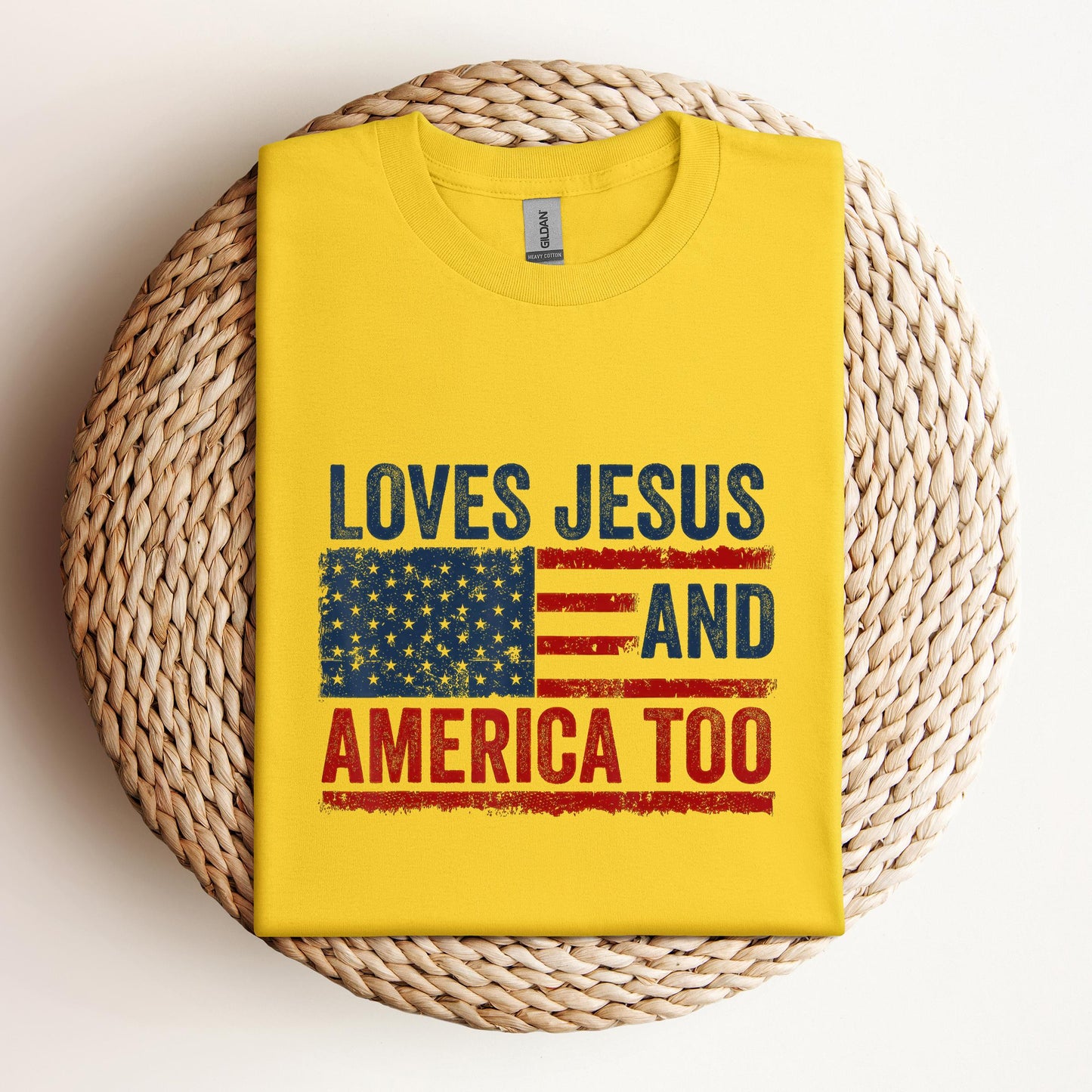 Loves Jesus and America Too God Christian 4th of July 3