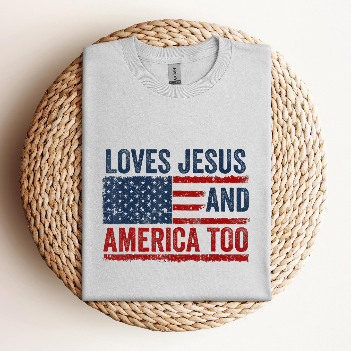 Loves Jesus and America Too God Christian 4th of July 3