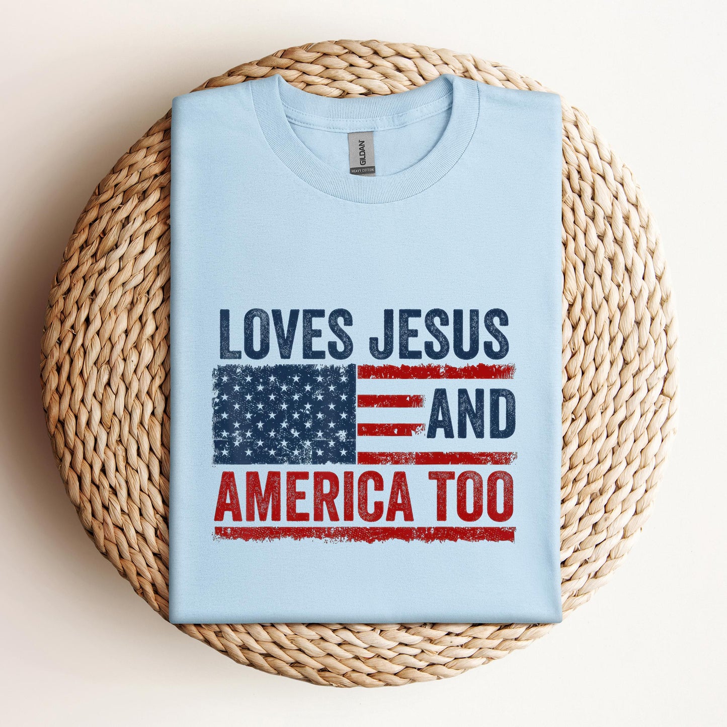 Loves Jesus and America Too God Christian 4th of July 3