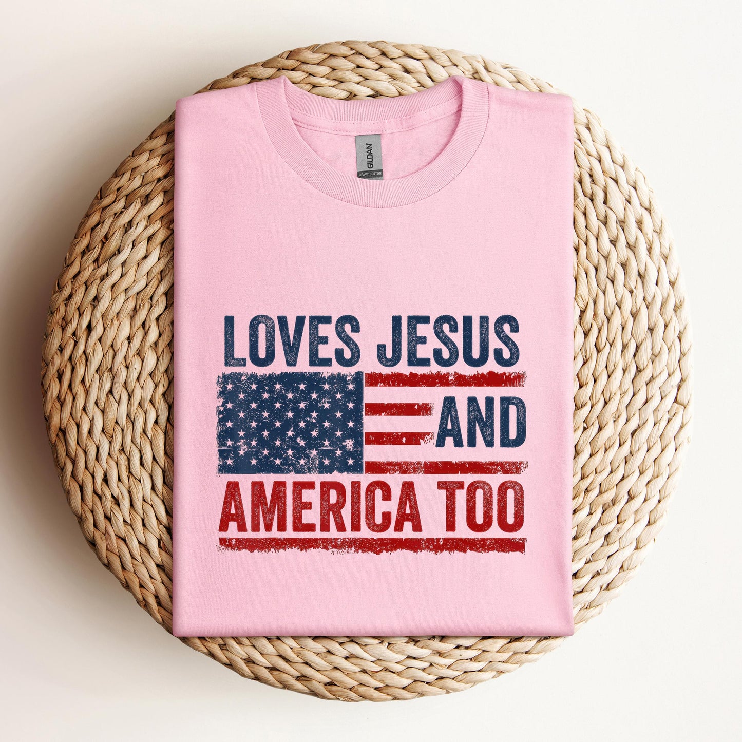 Loves Jesus and America Too God Christian 4th of July 3