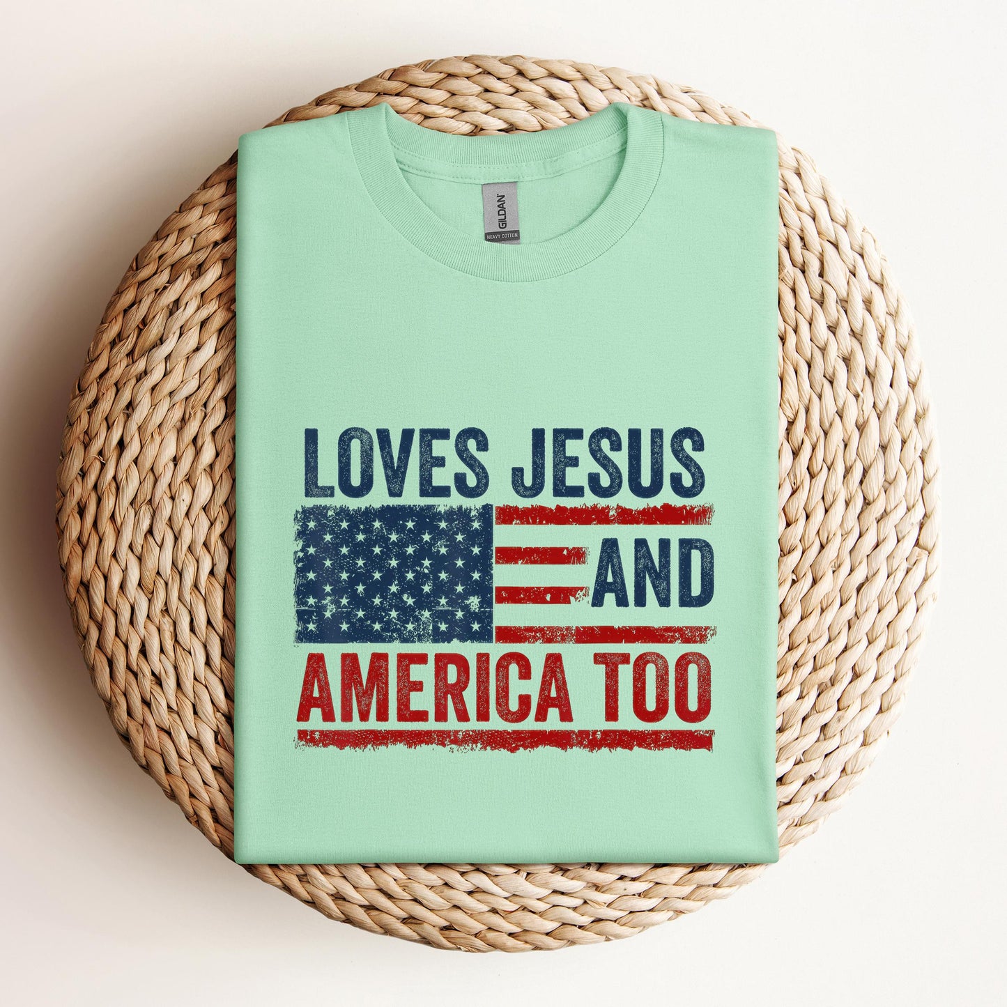 Loves Jesus and America Too God Christian 4th of July 3