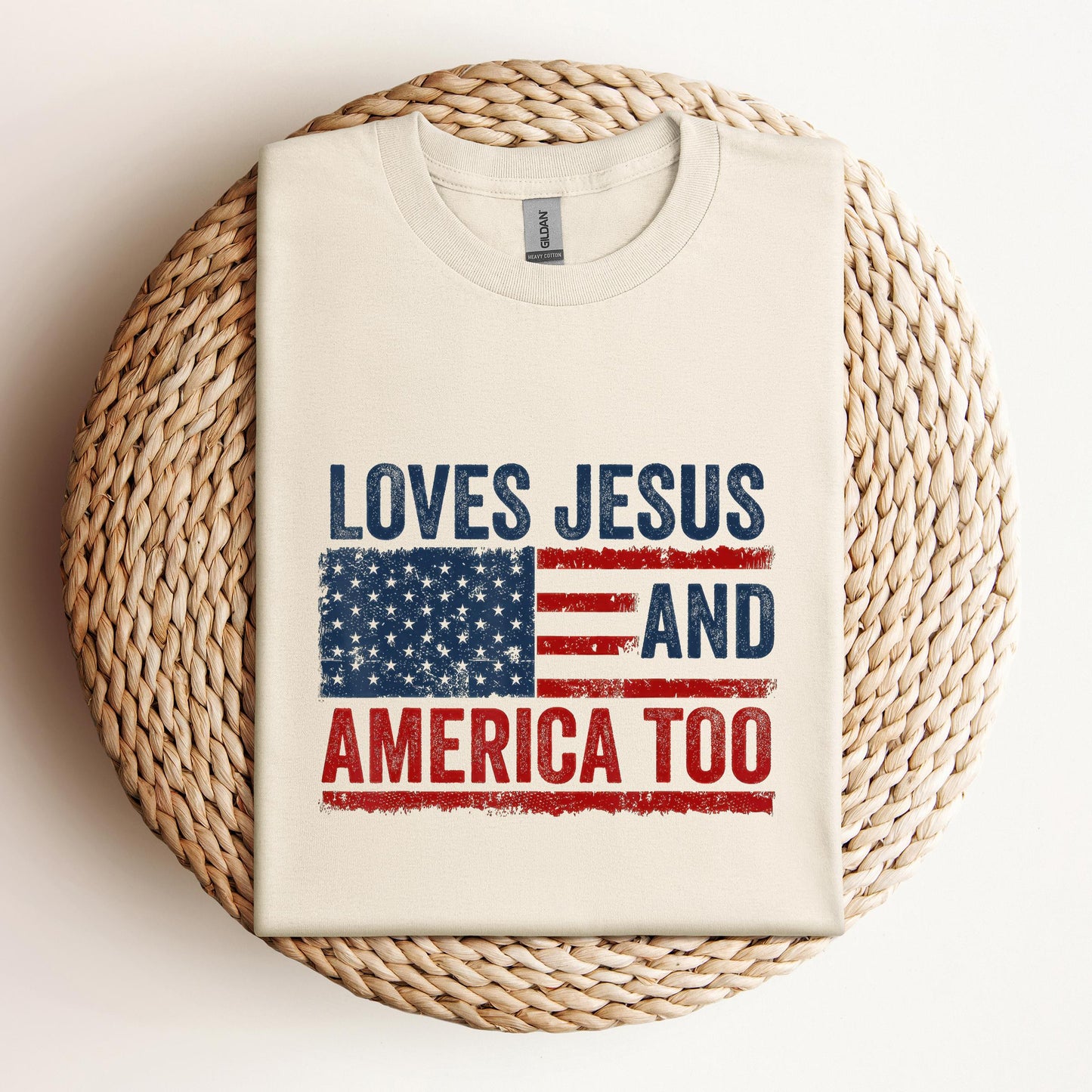 Loves Jesus and America Too God Christian 4th of July 3
