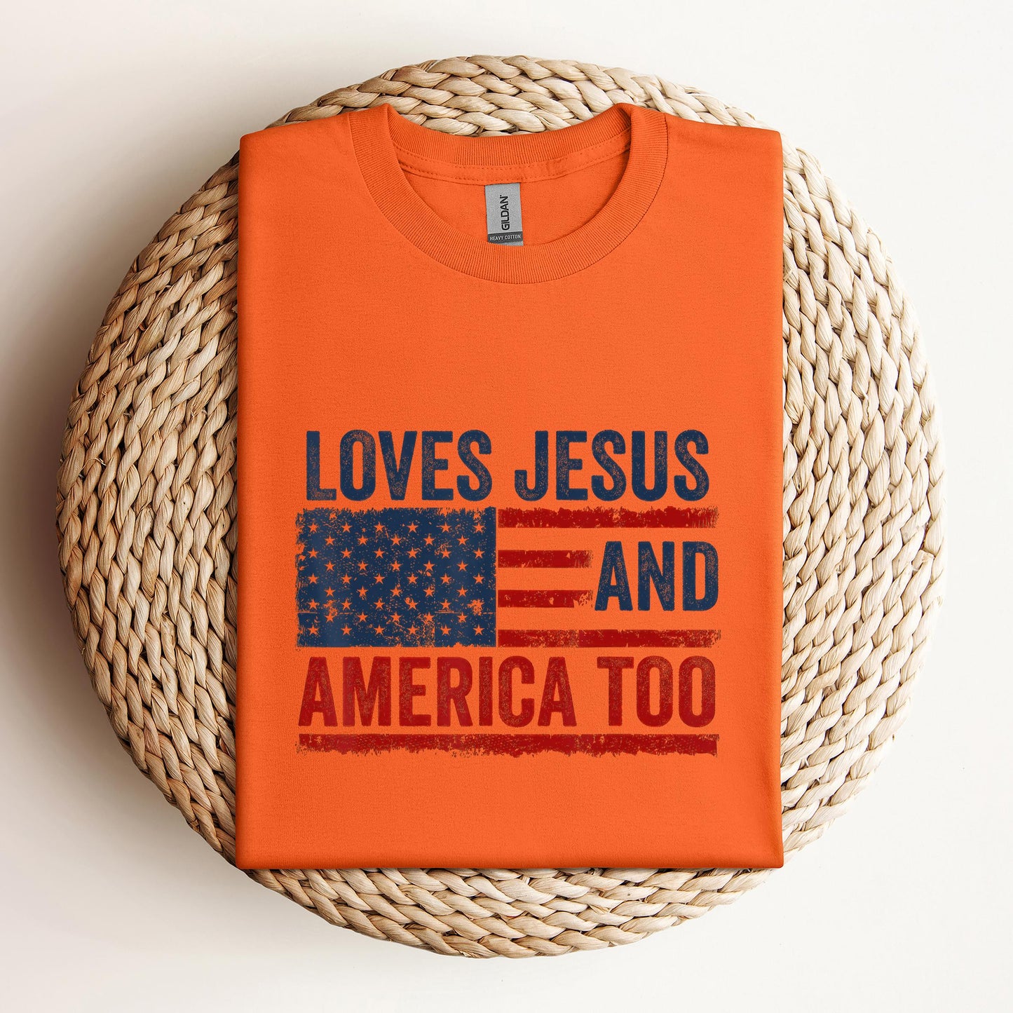 Loves Jesus and America Too God Christian 4th of July 3