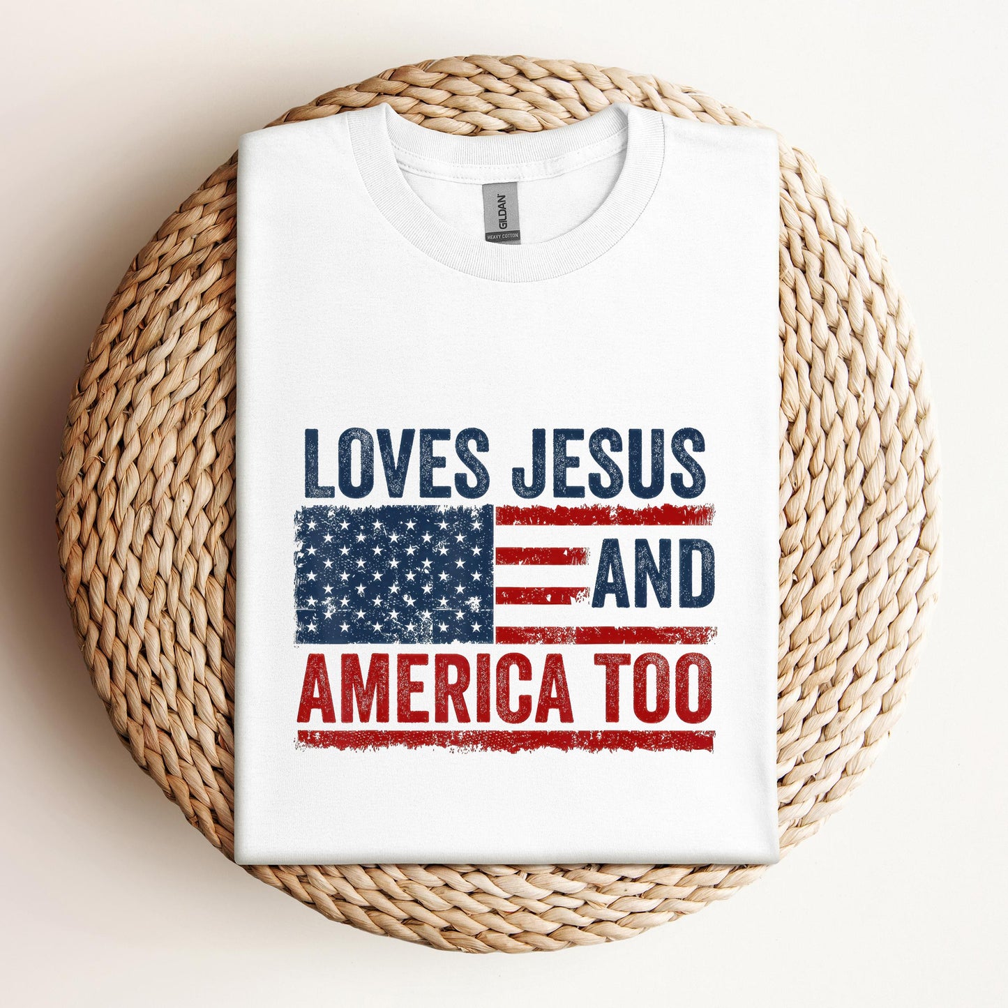 Loves Jesus and America Too God Christian 4th of July 3