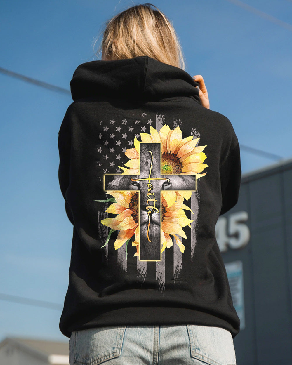 Faith Lion Cross Flag Hoodie