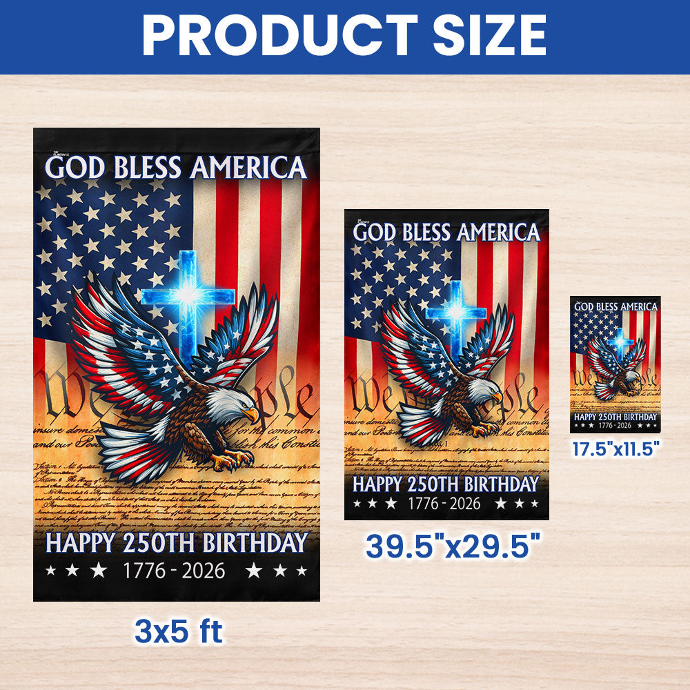 Christian Eagle Cross American Flag, 1776 2026 God Bless America US Flag