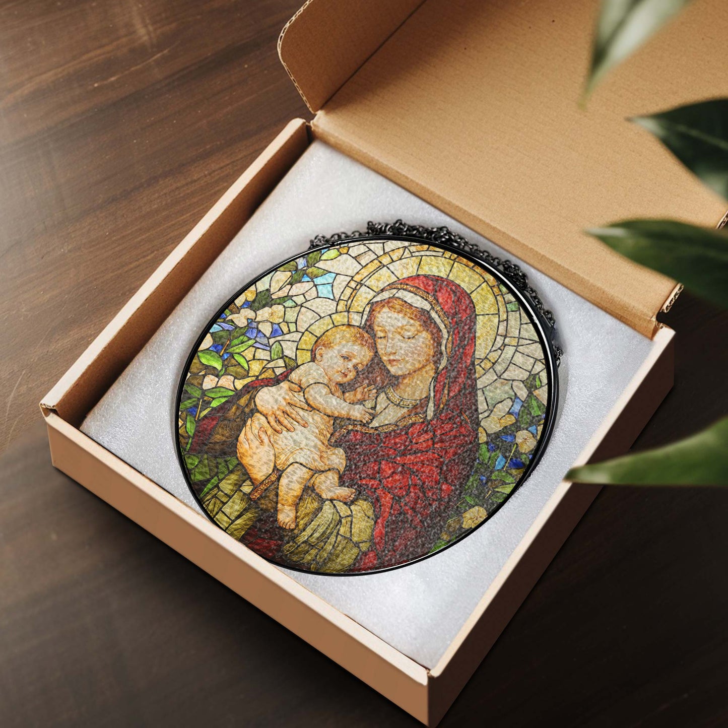 Blessed Virgin Mary Catholic Religious Stained Glass Suncatcher
