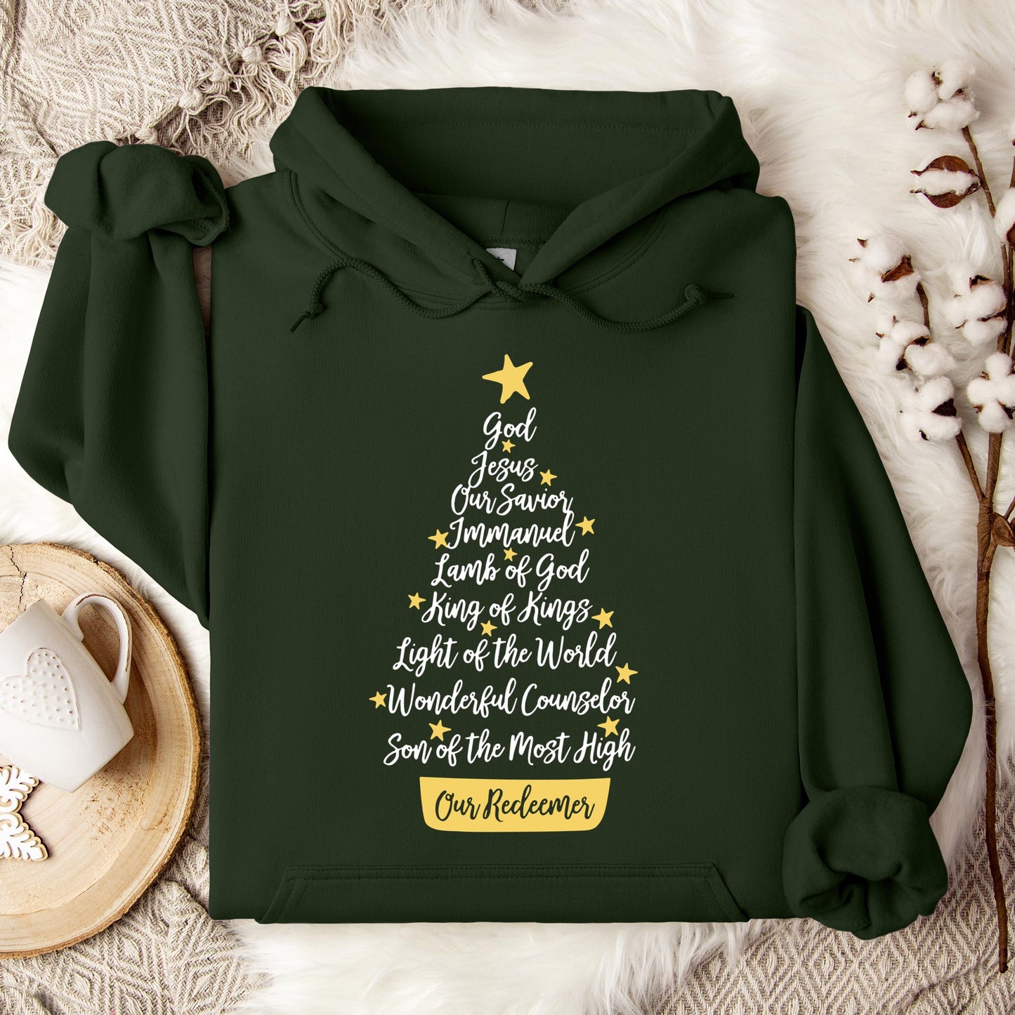 Name Of Jesus Christmas Tree Hoodie