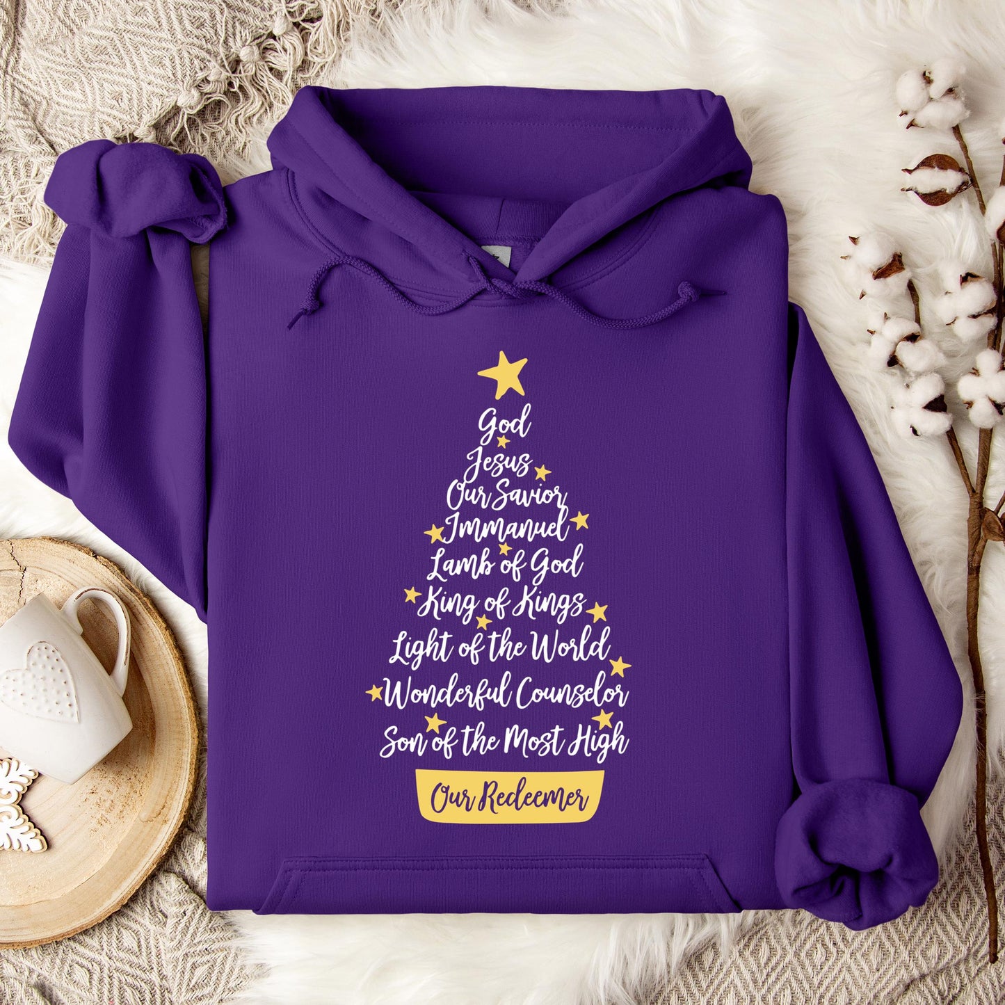Name Of Jesus Christmas Tree Hoodie