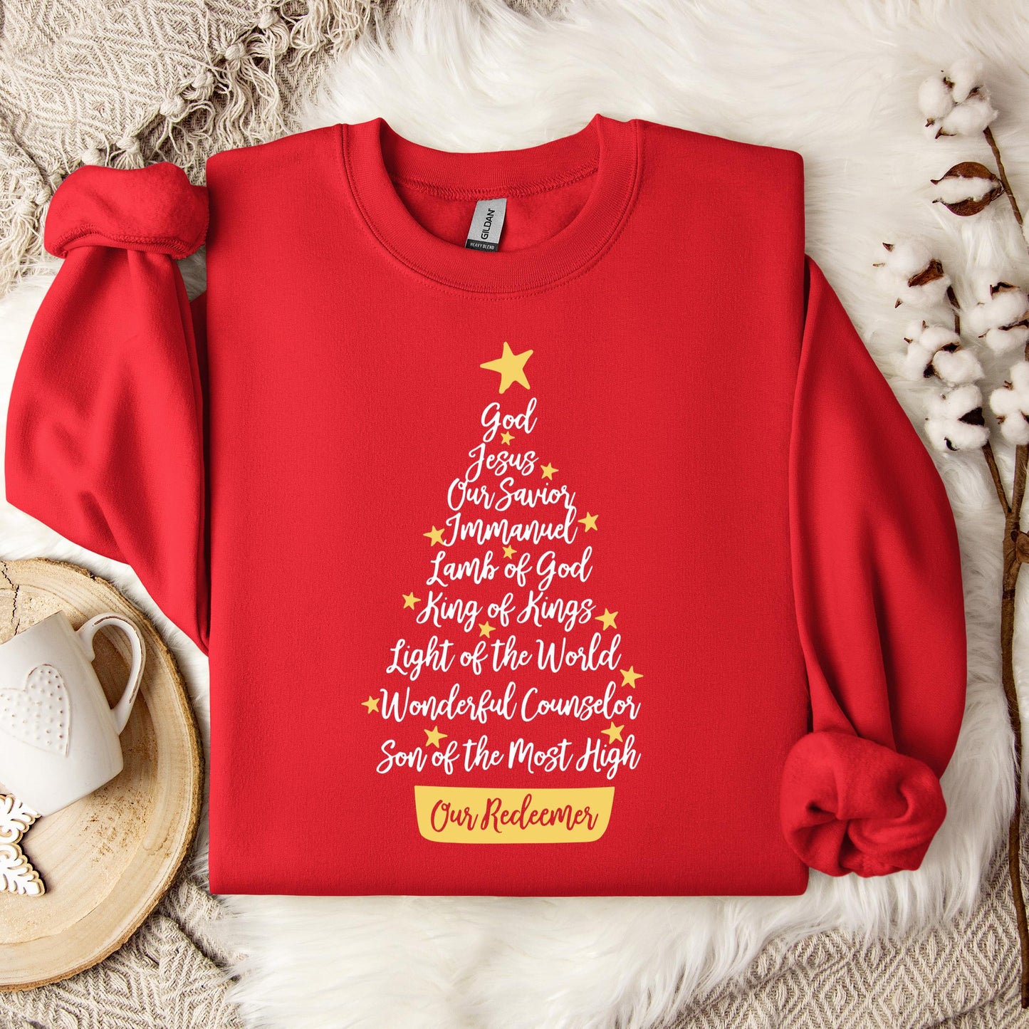 Name Of Jesus Christmas Tree Sweatshirt