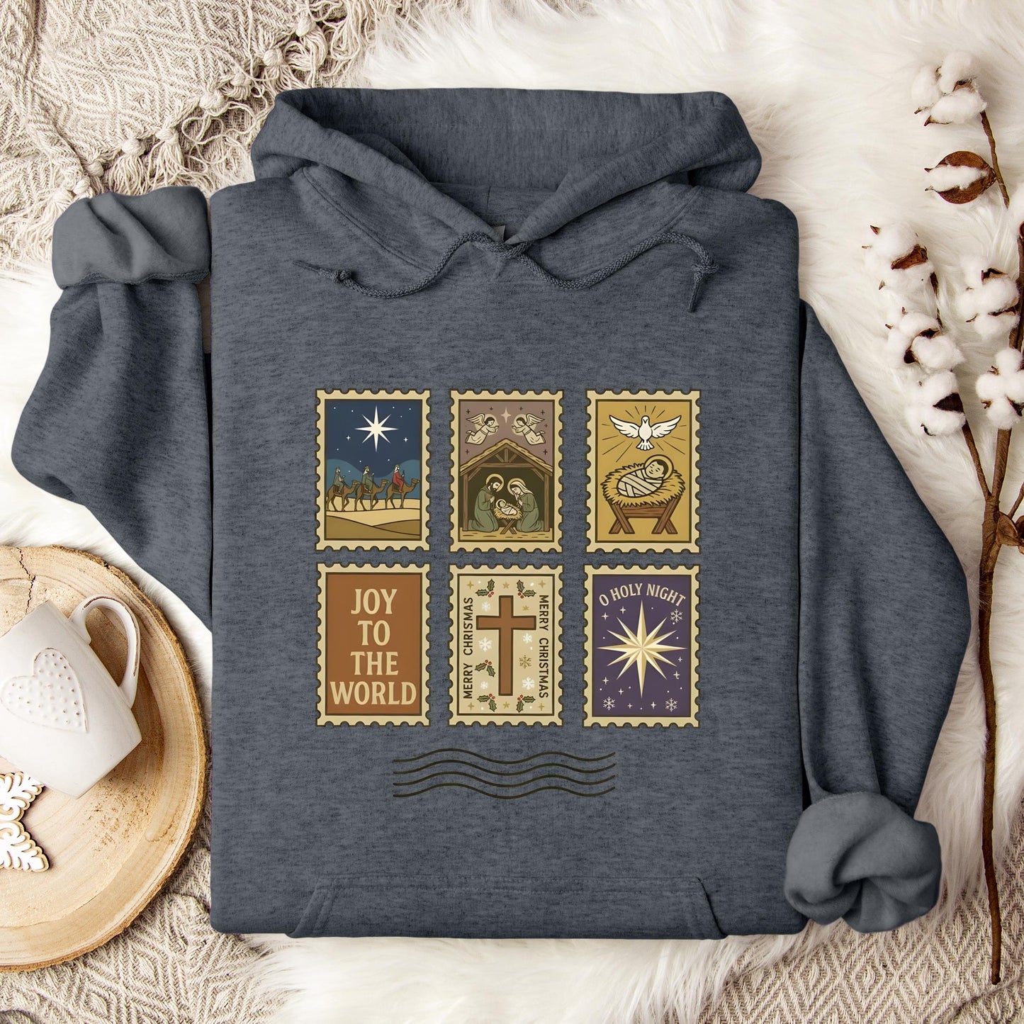 Nativity Christian Postage Stamp Hoodie