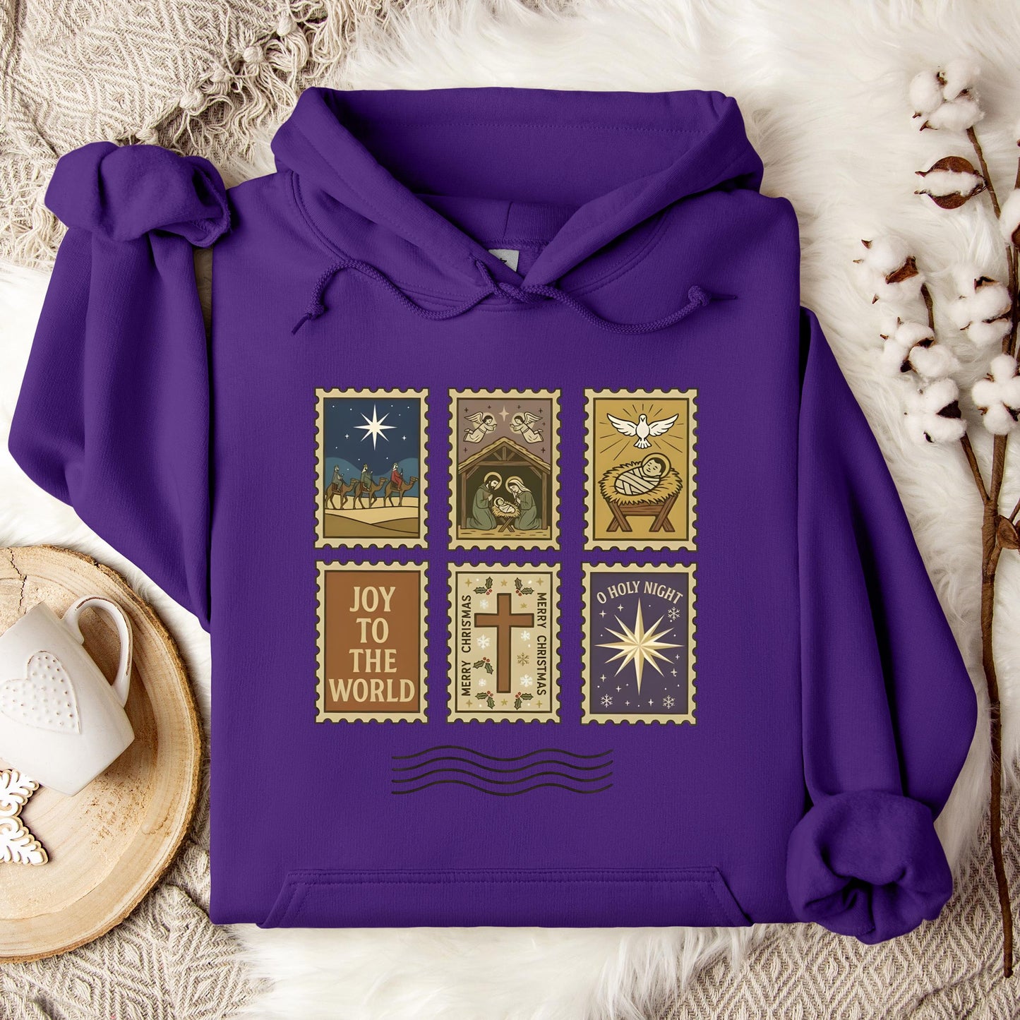 Nativity Christian Postage Stamp Hoodie