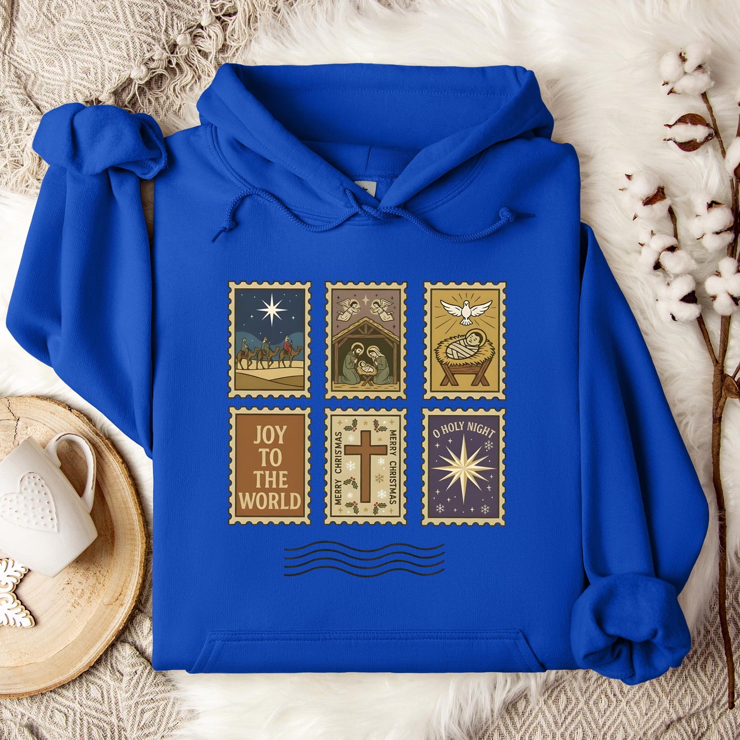 Nativity Christian Postage Stamp Hoodie
