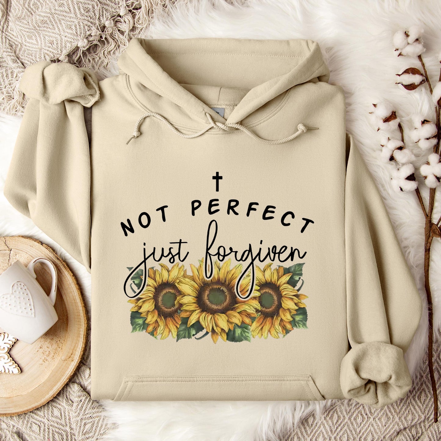 Not Perfect Just Forgiven Sunflower Hoodie