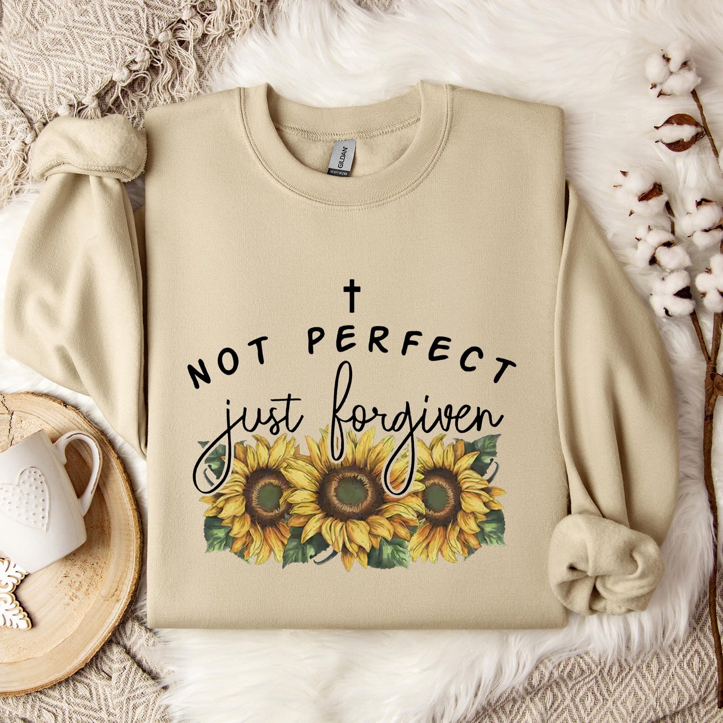 Not Perfect Just Forgiven Sunflower Sweatshirt
