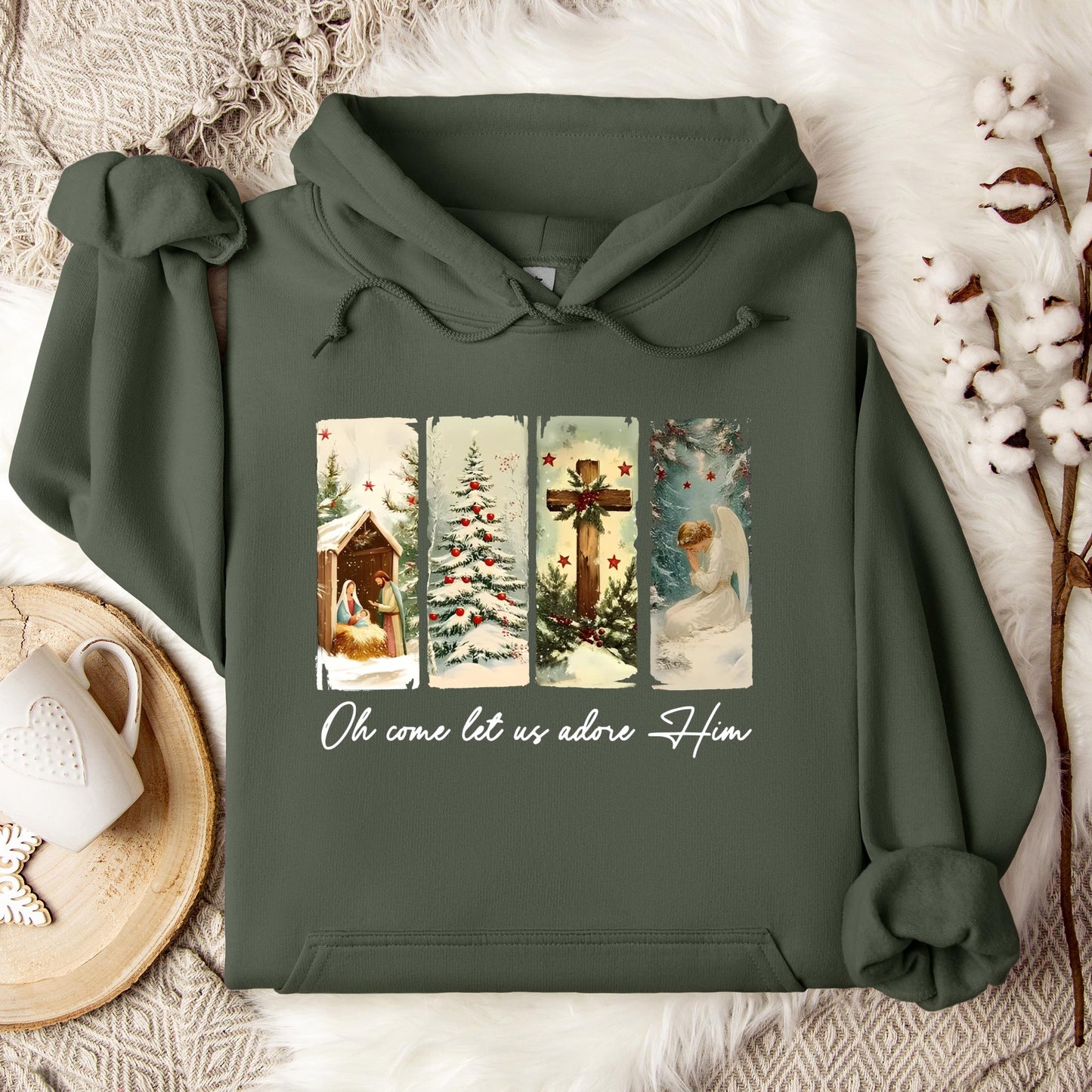 Oh Come Let Us Adore Him 02 Hoodie