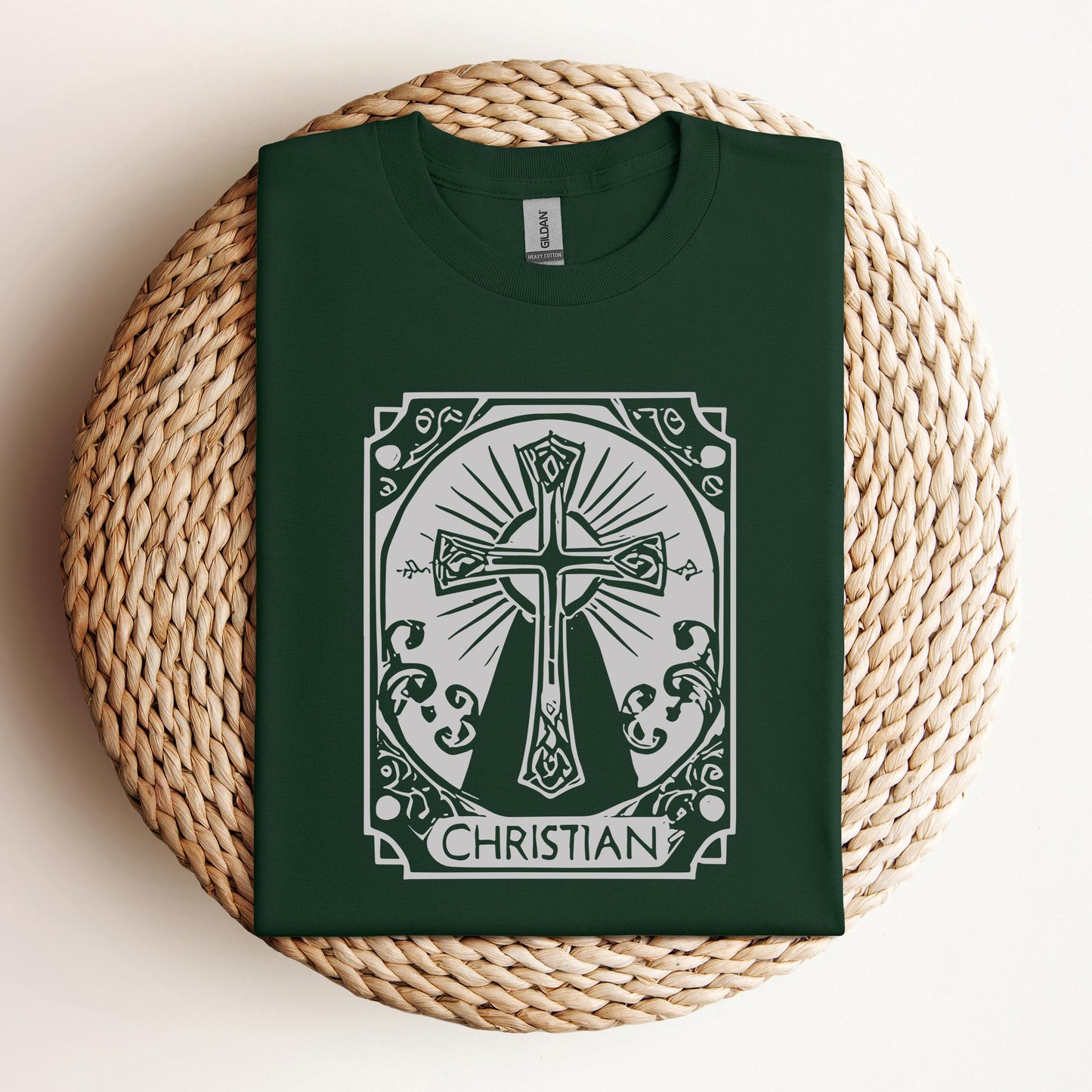 Ornate Silver Grey Cross Christian