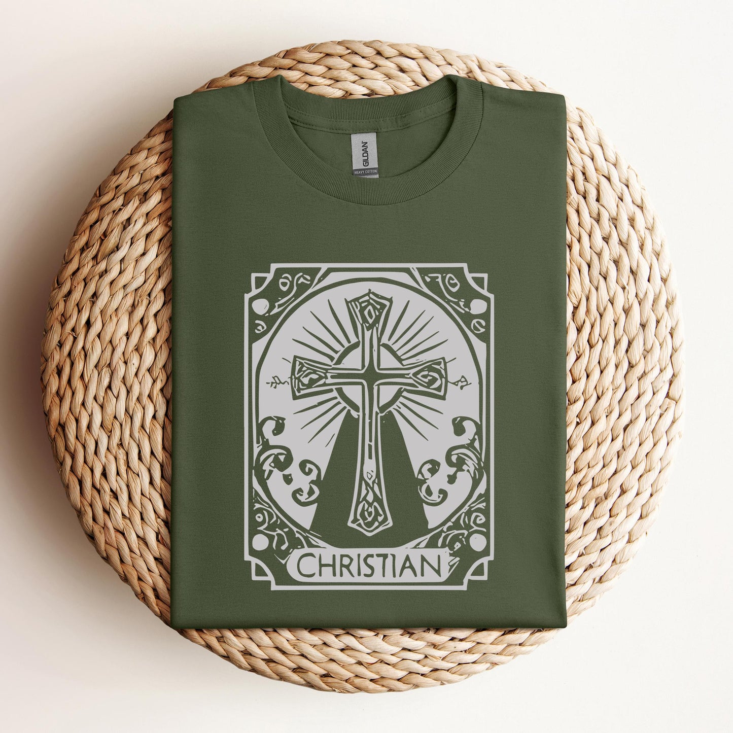 Ornate Silver Grey Cross Christian
