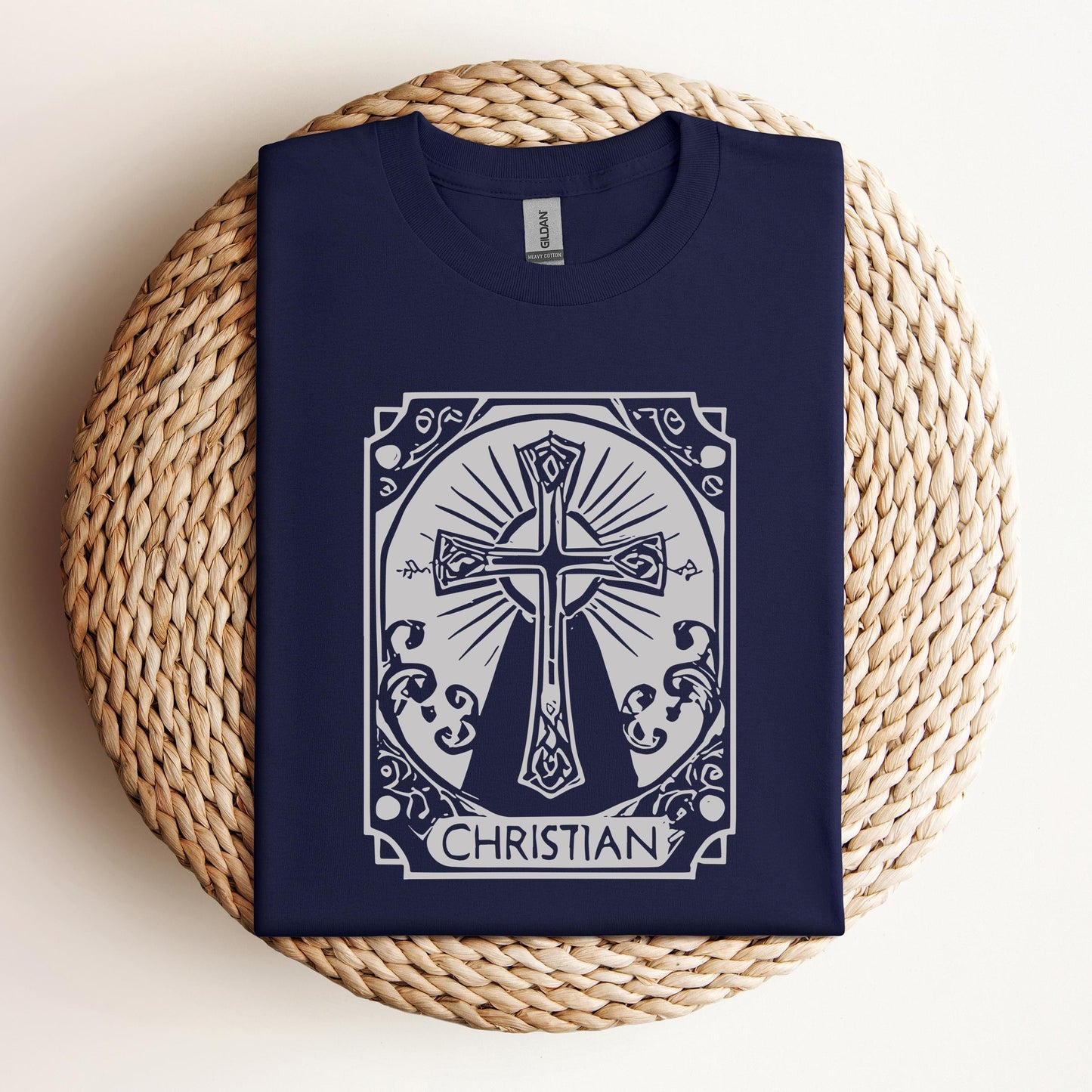 Ornate Silver Grey Cross Christian
