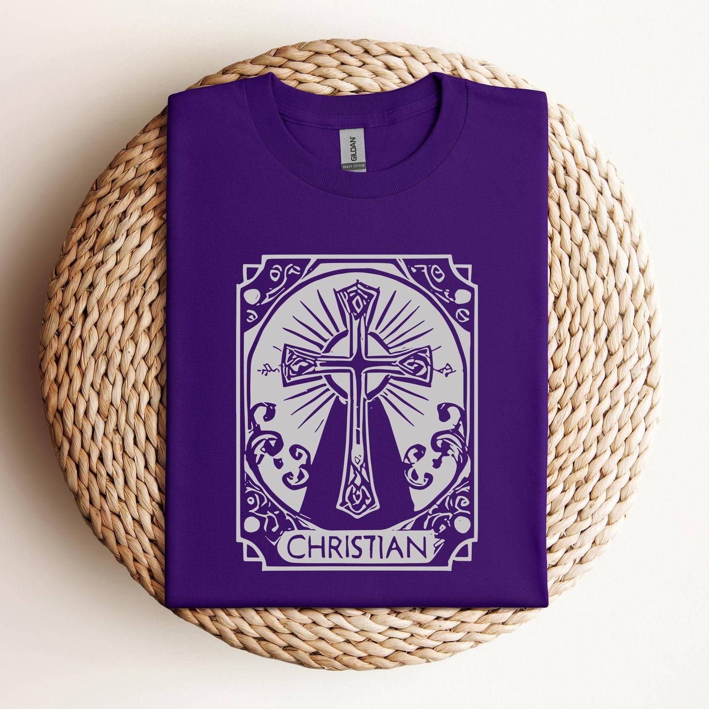 Ornate Silver Grey Cross Christian