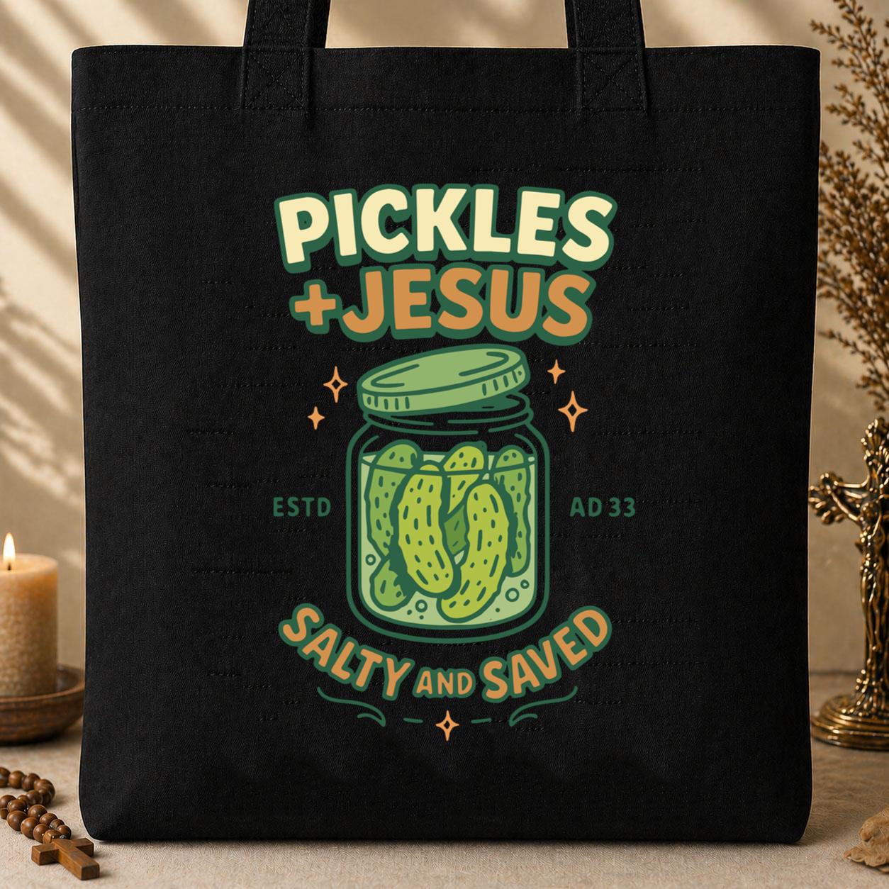 Pickles Jesus Salty And Saved Tote Bag