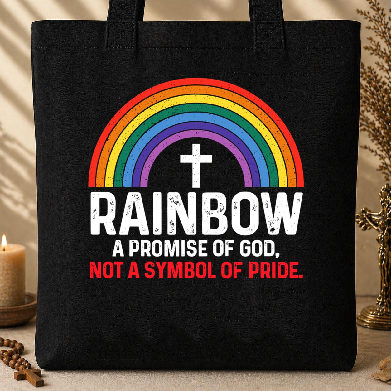 Rainbow A Promise Of God Not A Symbol Of Pride Tote Bag