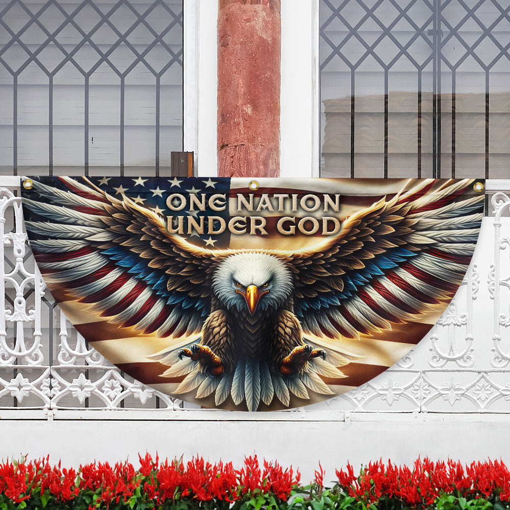 One Nation Under God Patriotic Eagle Non-Pleated Fan Flag