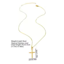Stainless steel necklace cross pendant - Gold-Tone