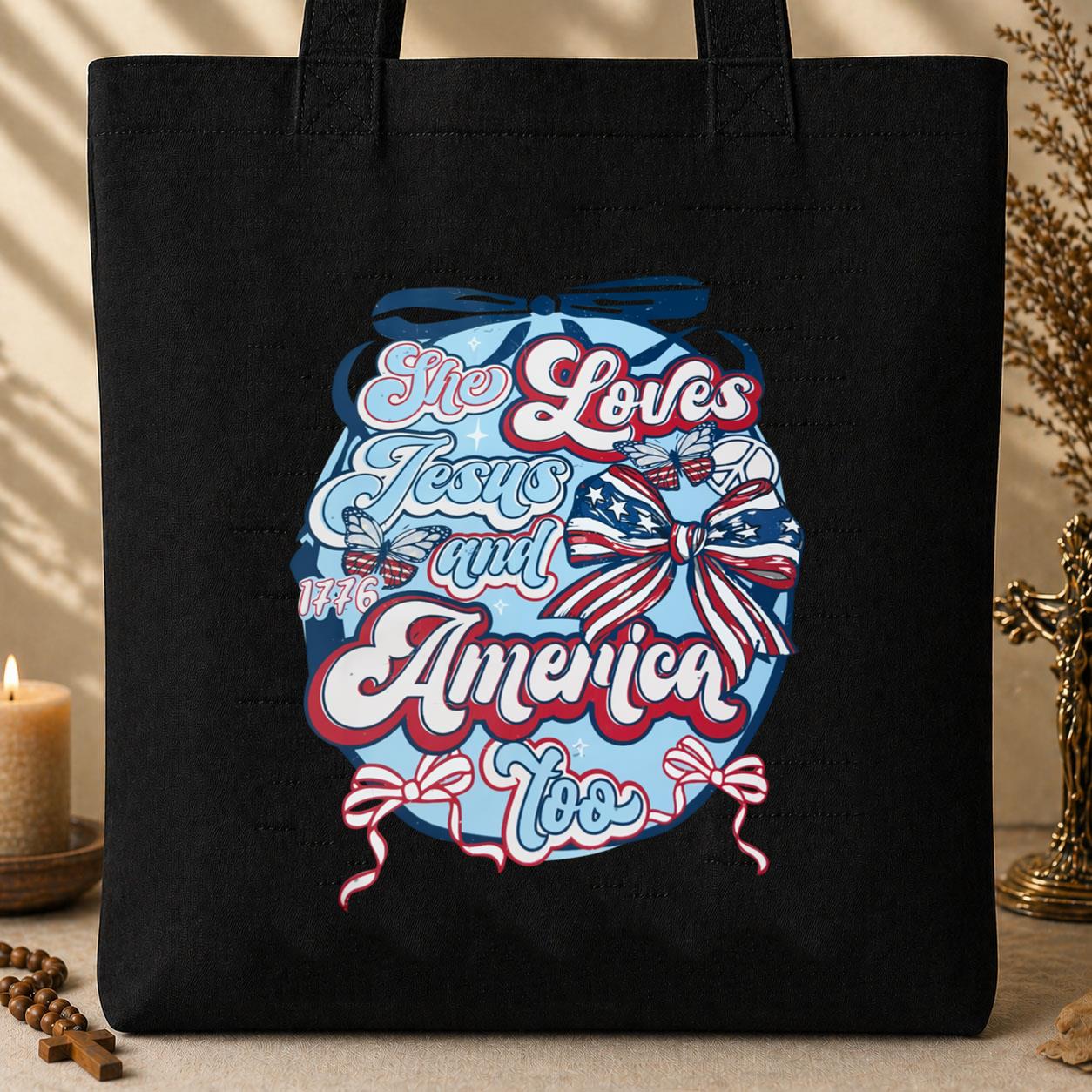 She Loves Jesus And America Too 04 Tote Bag