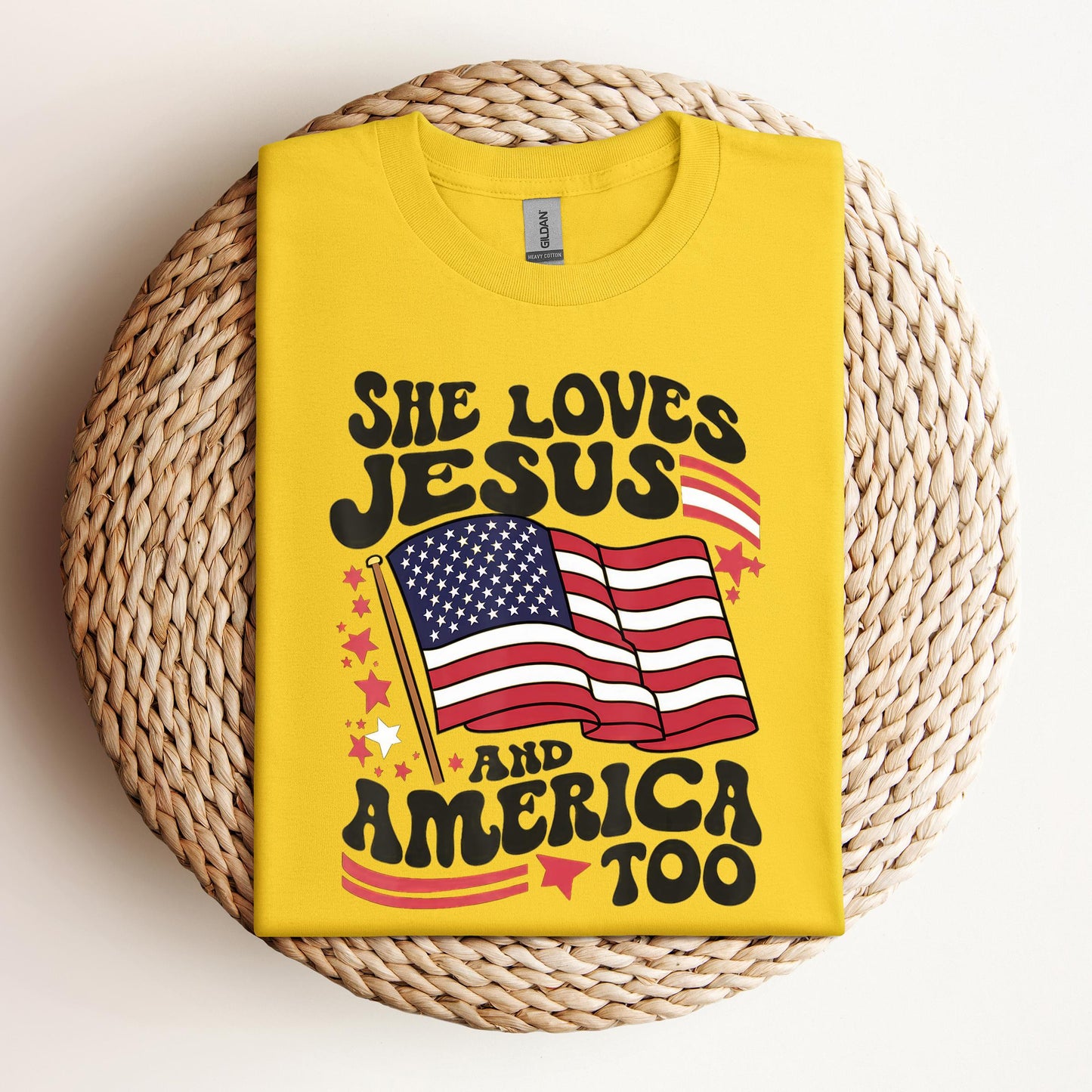 She Loves Jesus And America Too 4th Of July Flag Christian