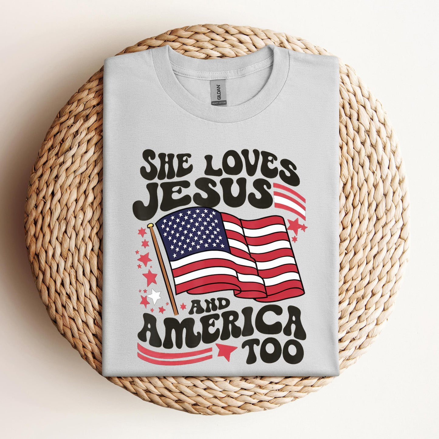 She Loves Jesus And America Too 4th Of July Flag Christian