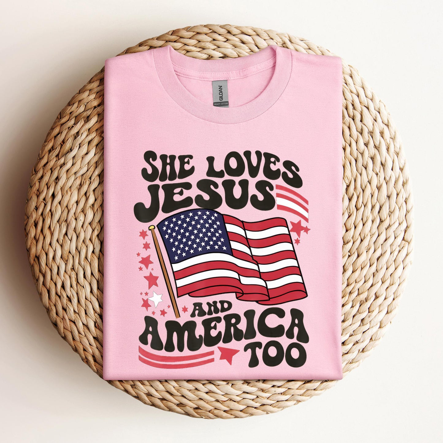 She Loves Jesus And America Too 4th Of July Flag Christian