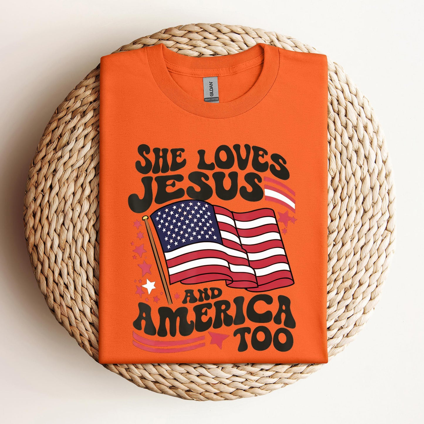 She Loves Jesus And America Too 4th Of July Flag Christian
