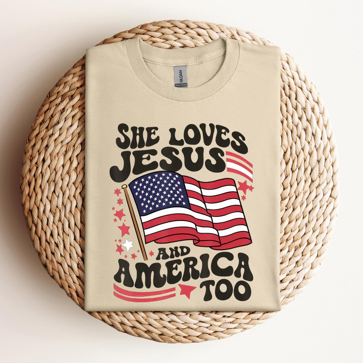 She Loves Jesus And America Too 4th Of July Flag Christian