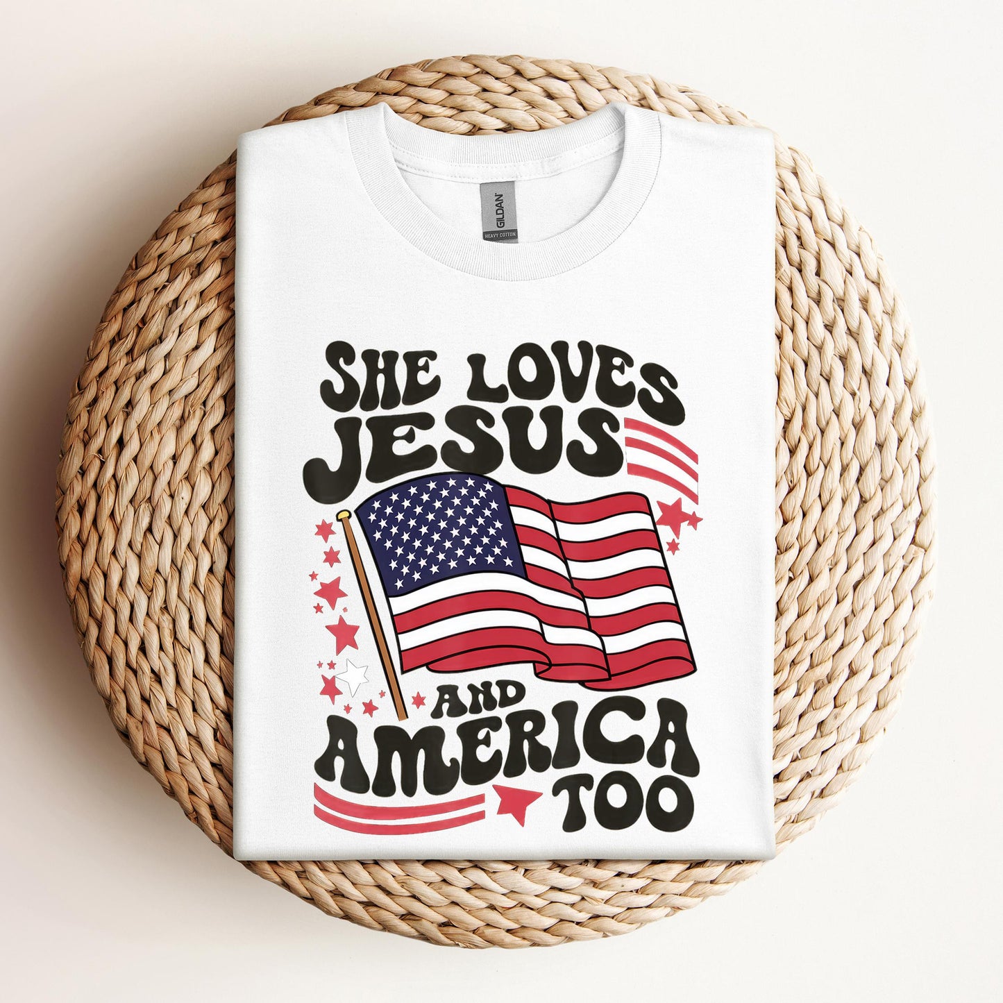 She Loves Jesus And America Too 4th Of July Flag Christian