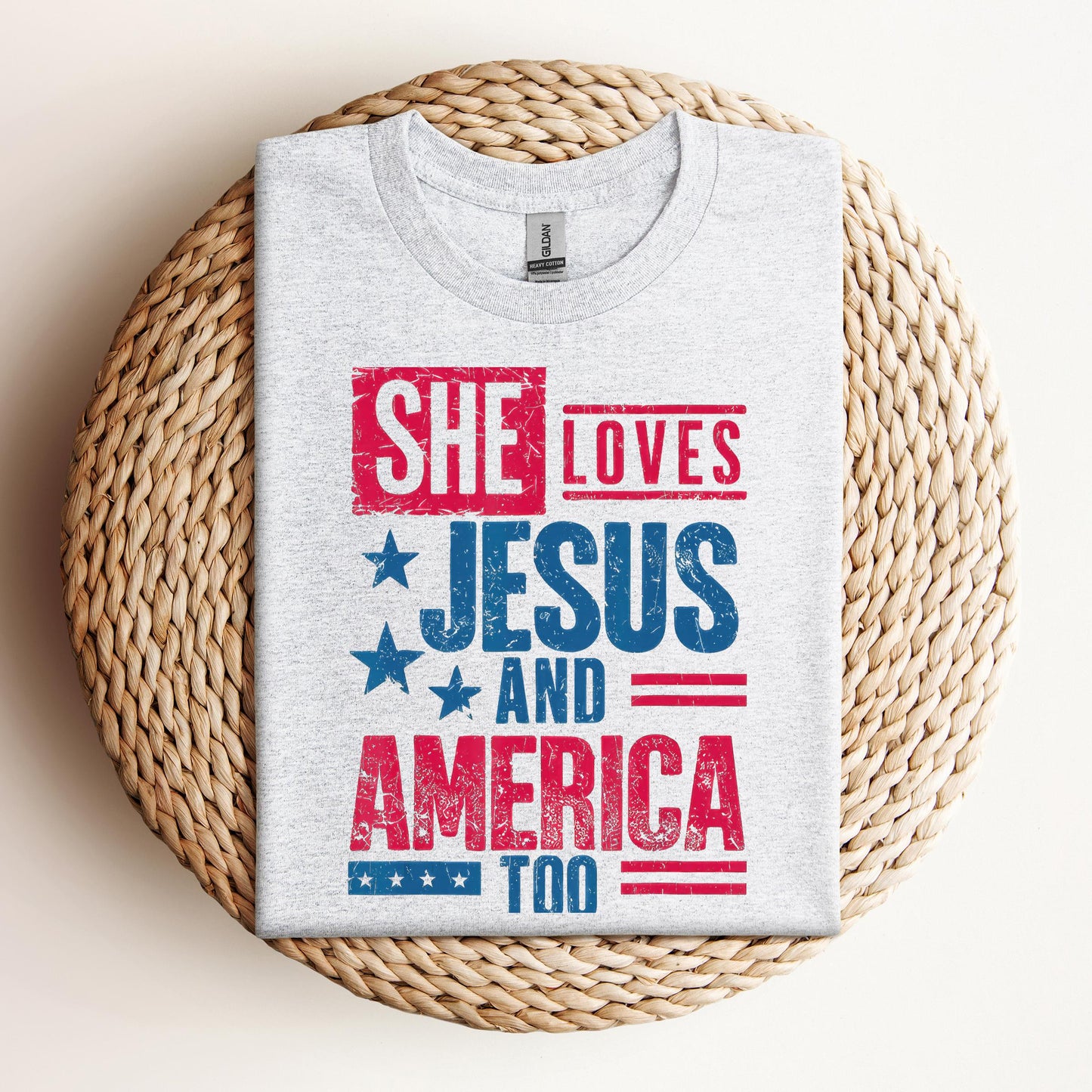 She Loves Jesus And America Too Christian 4th Of July Retro