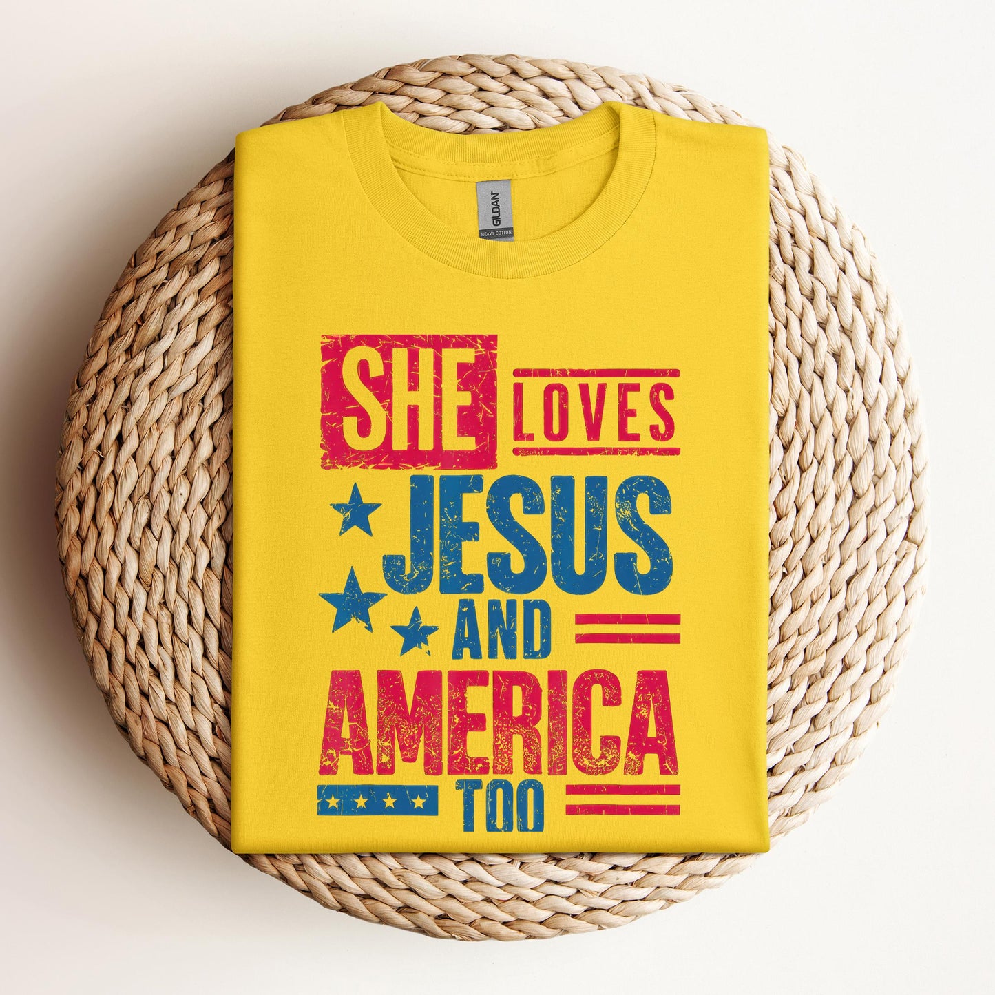 She Loves Jesus And America Too Christian 4th Of July Retro