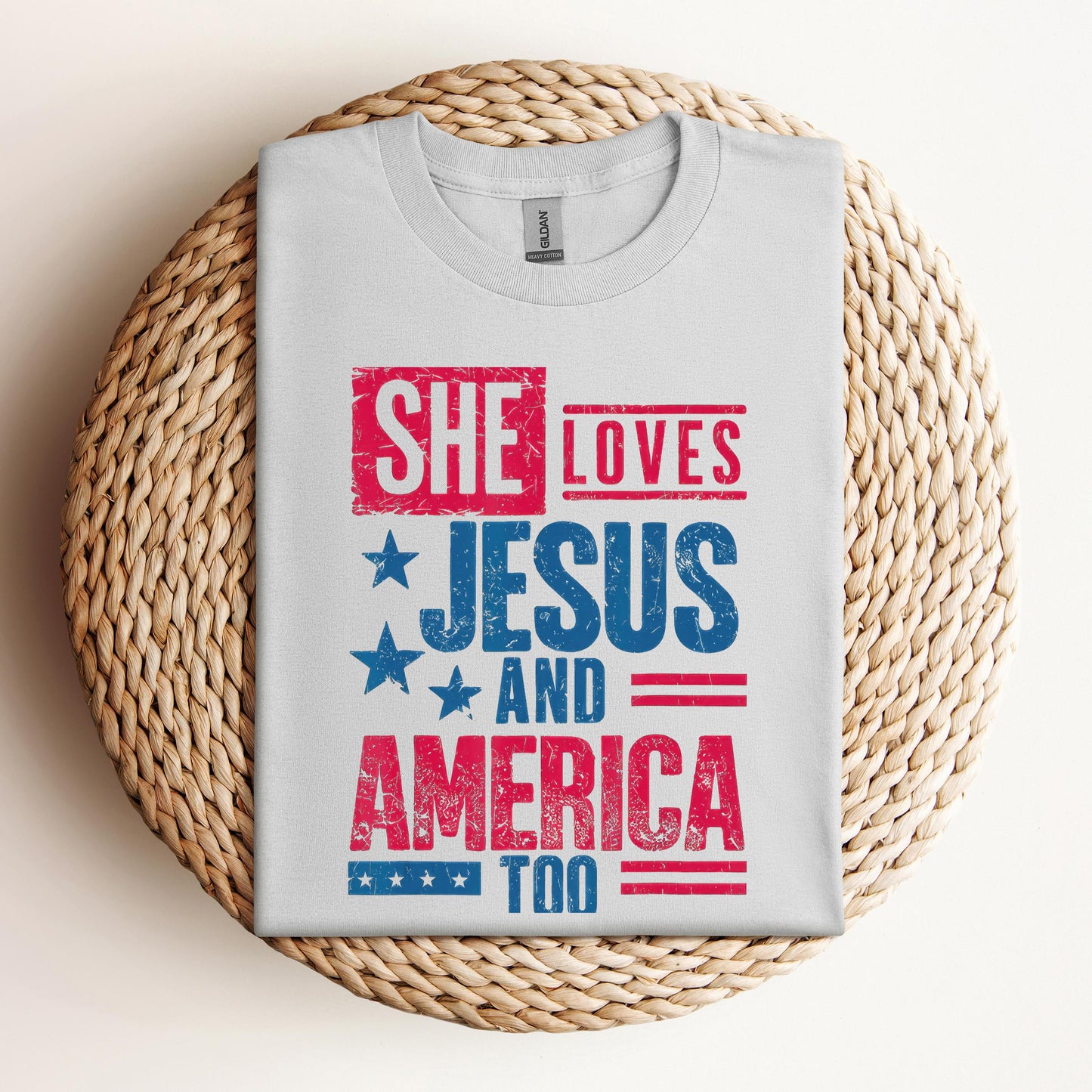 She Loves Jesus And America Too Christian 4th Of July Retro