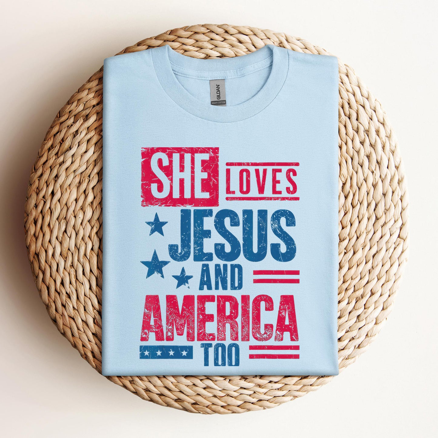 She Loves Jesus And America Too Christian 4th Of July Retro