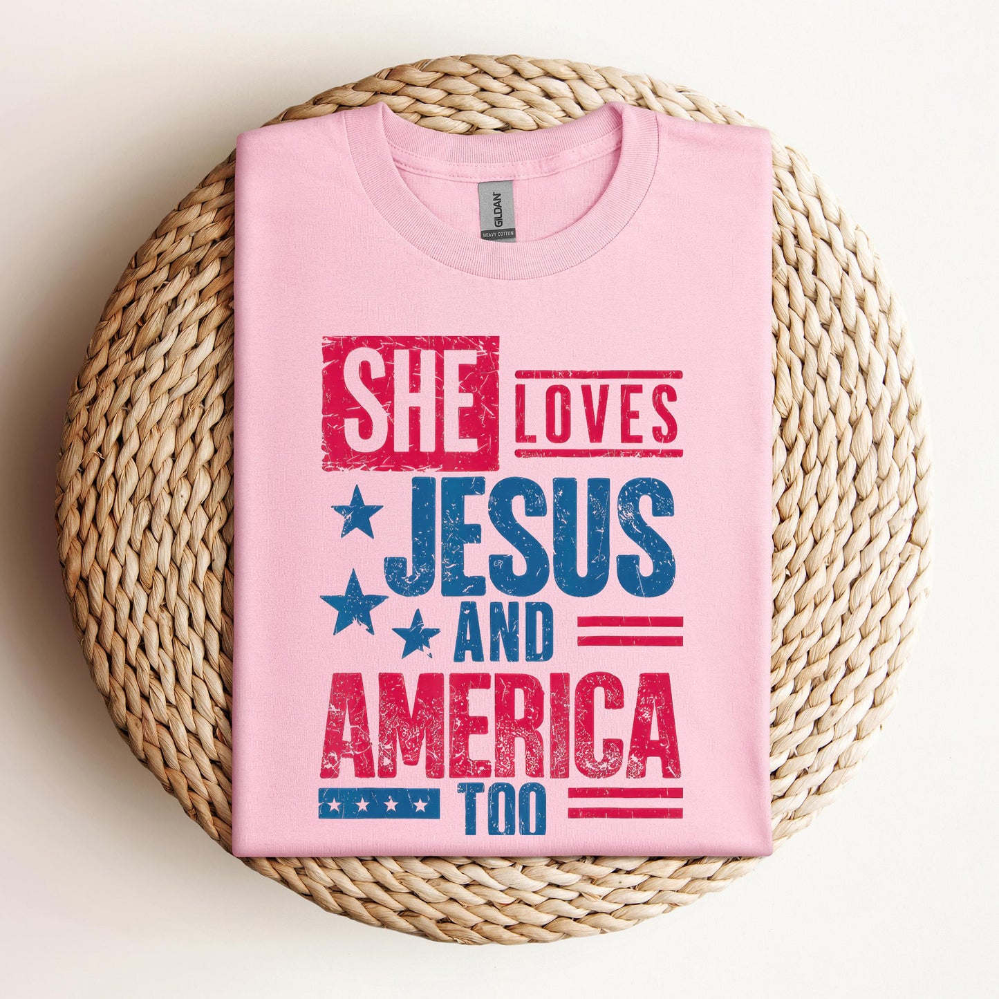 She Loves Jesus And America Too Christian 4th Of July Retro