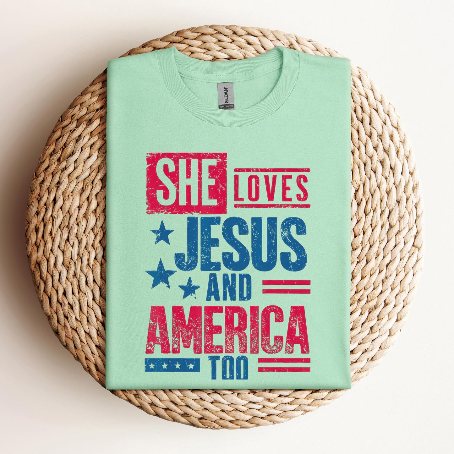She Loves Jesus And America Too Christian 4th Of July Retro