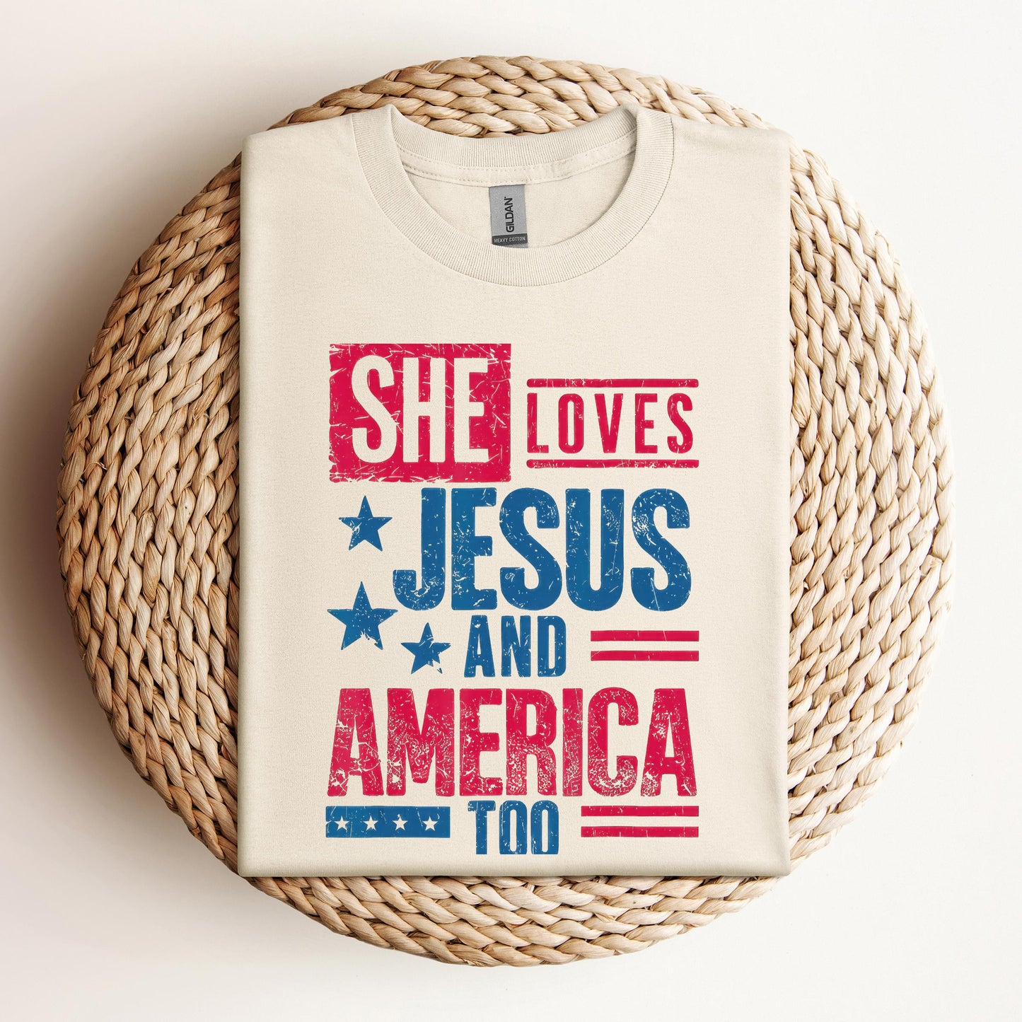 She Loves Jesus And America Too Christian 4th Of July Retro