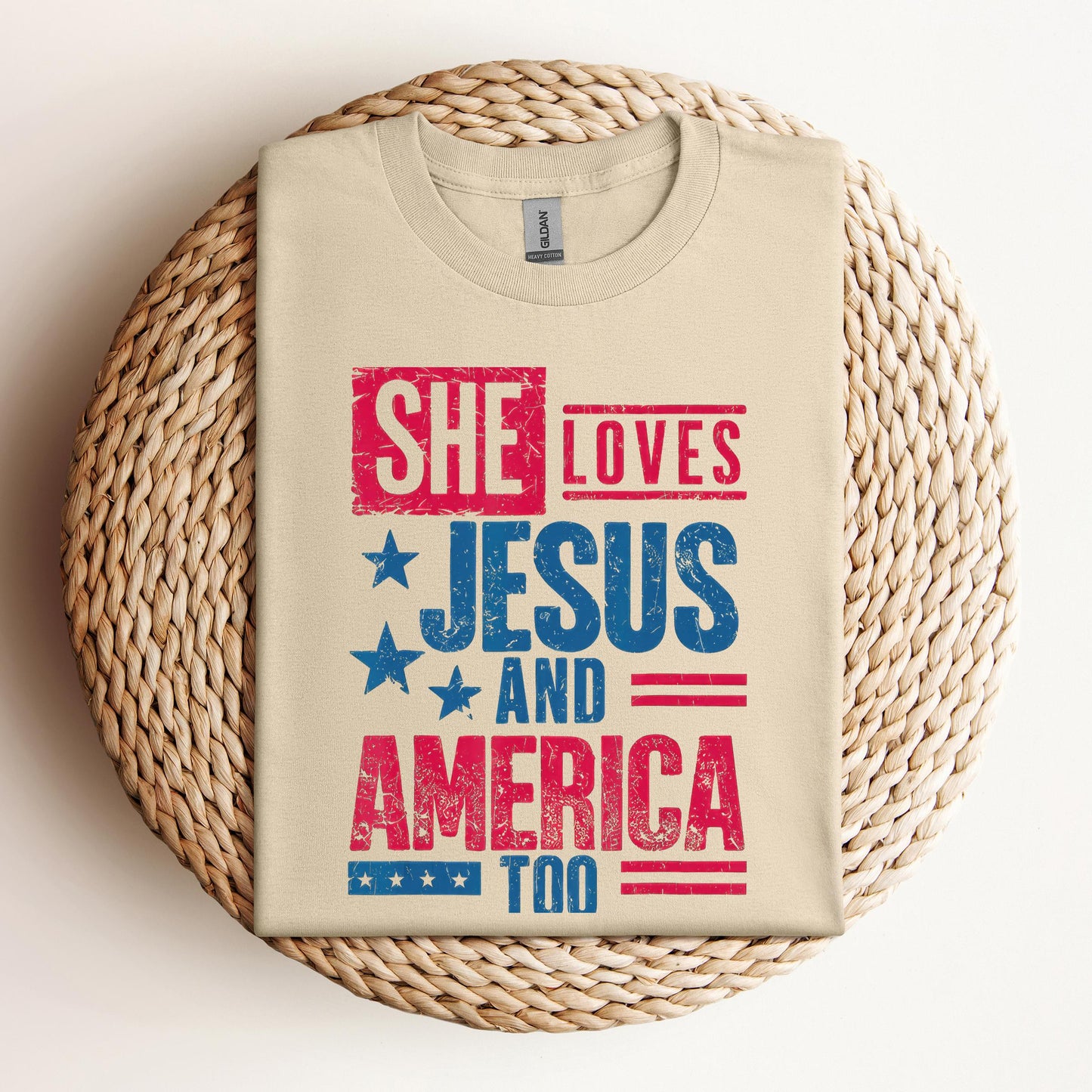 She Loves Jesus And America Too Christian 4th Of July Retro