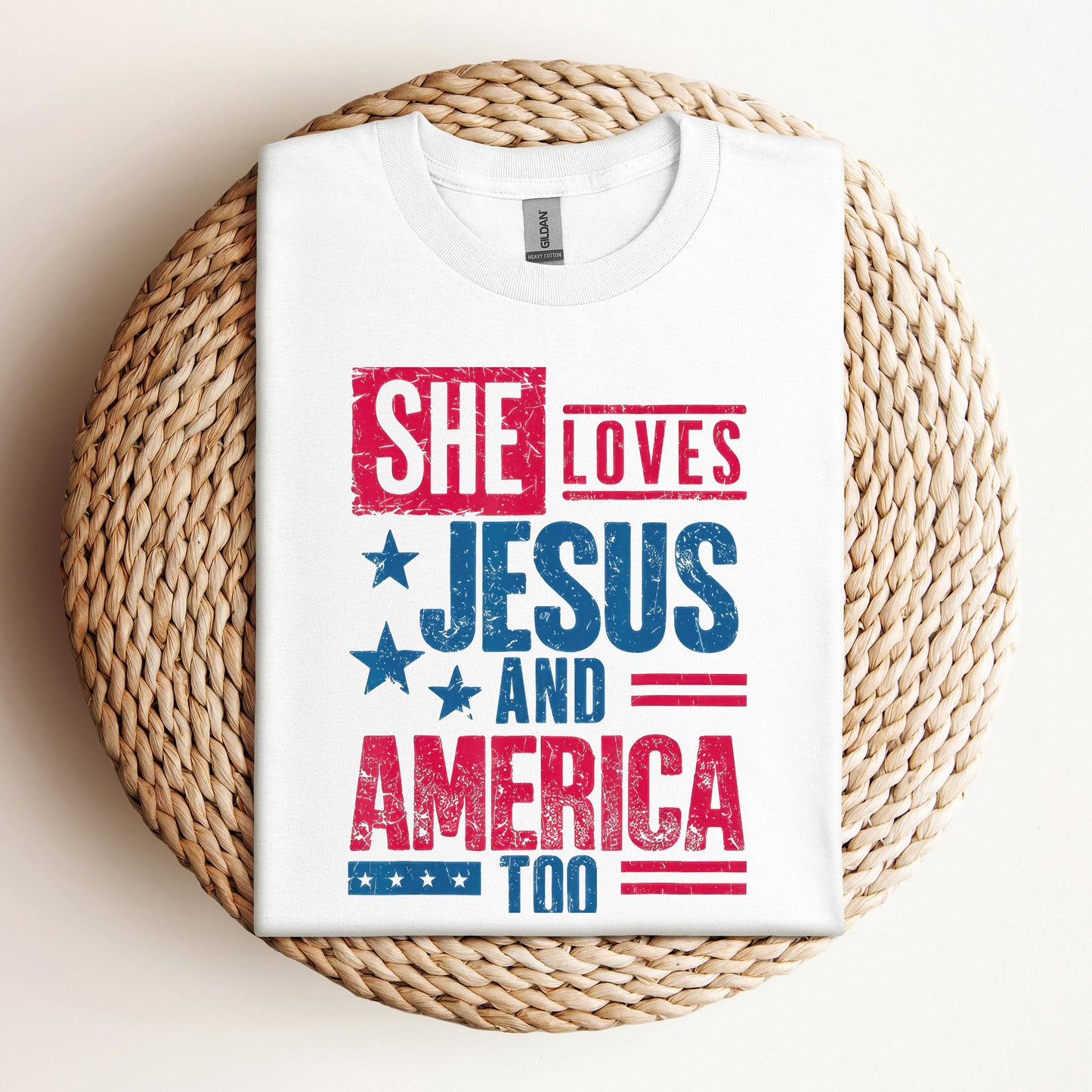 She Loves Jesus And America Too Christian 4th Of July Retro