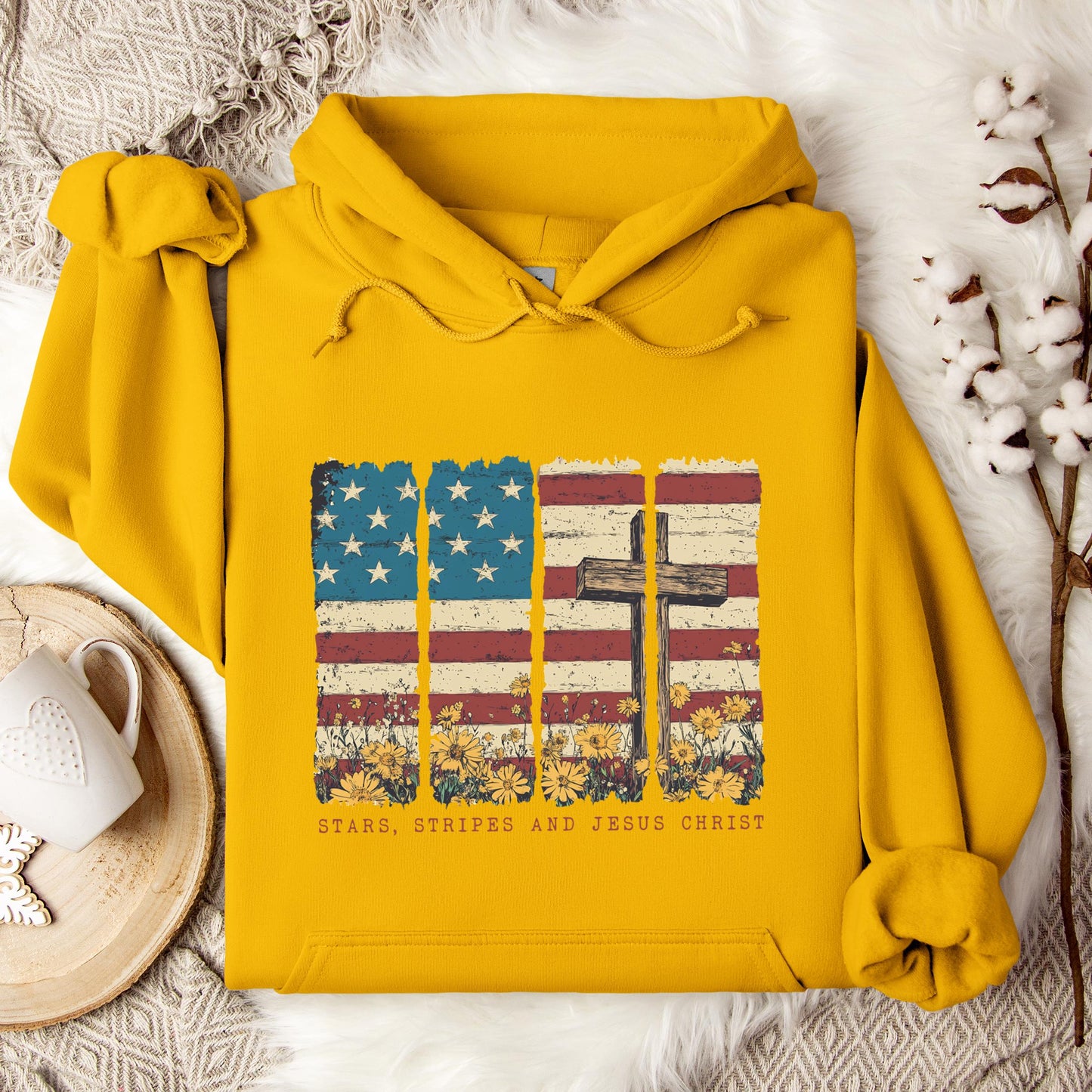 Stars Stripes And Jesus Christ Hoodie